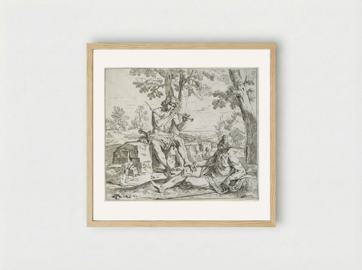 Mercury and Argus - Simone Cantarini - Framed Print Wood