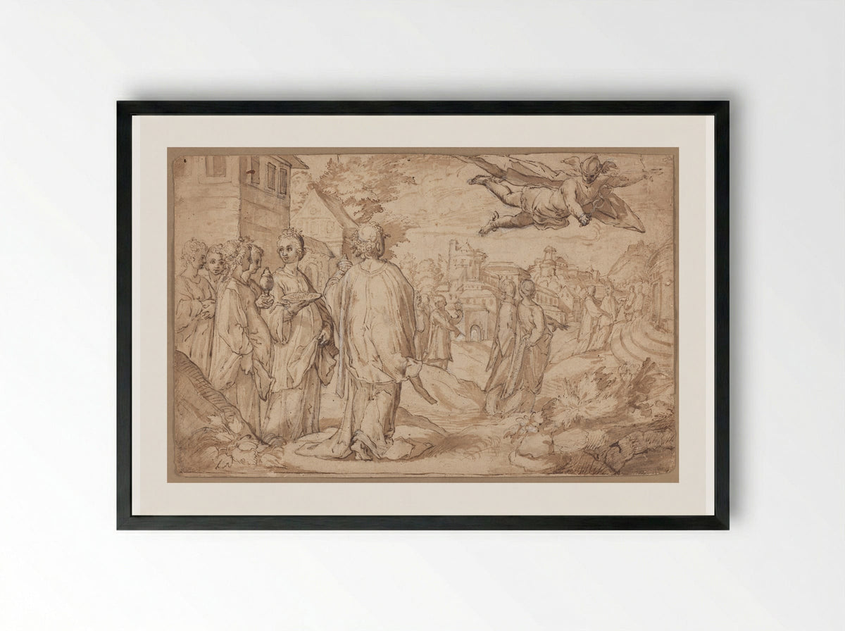 Mercury and Herse - Jacob Matham - Framed Print Black