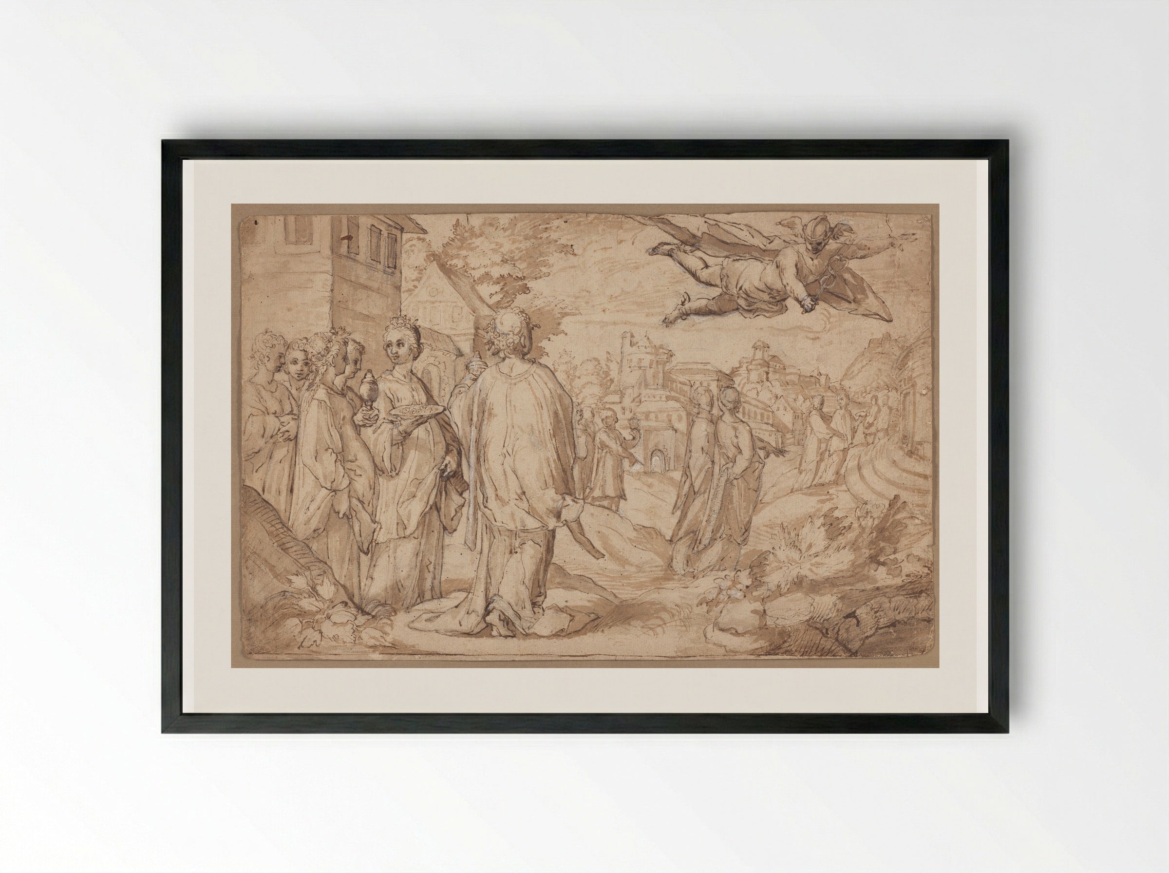 Mercury and Herse - Jacob Matham - Framed Print Black