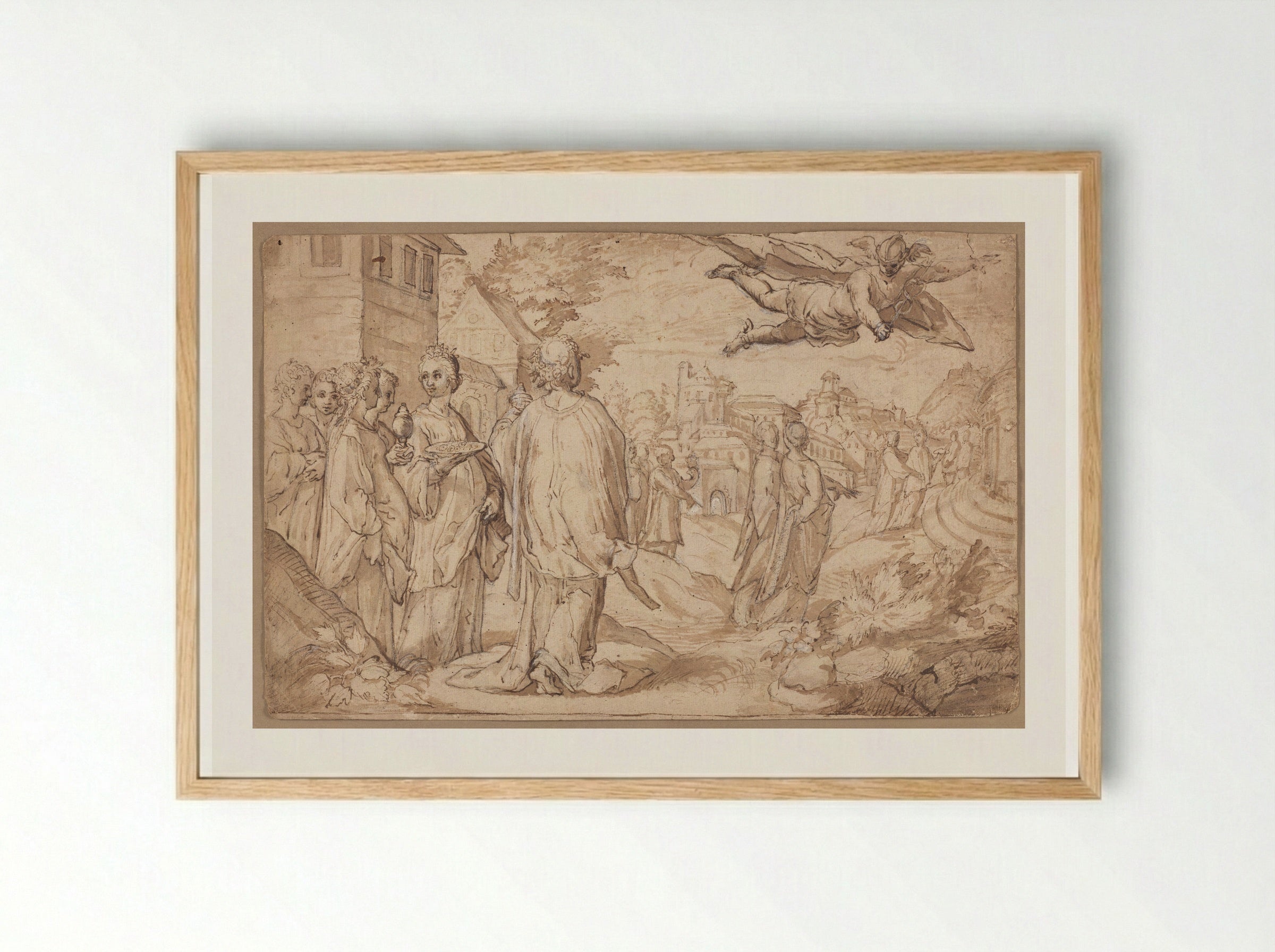 Mercury and Herse - Jacob Matham - Framed Print Wood