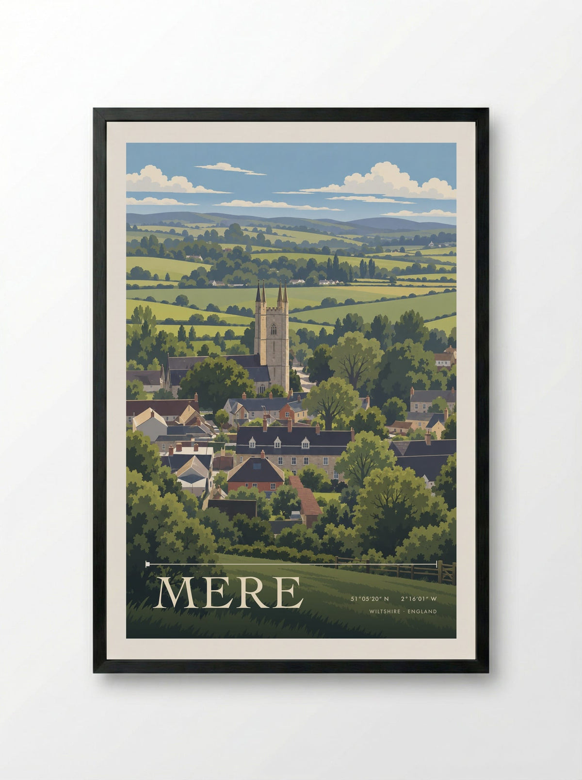 Mere, Wiltshire | Travel Poster - Framed Print Black