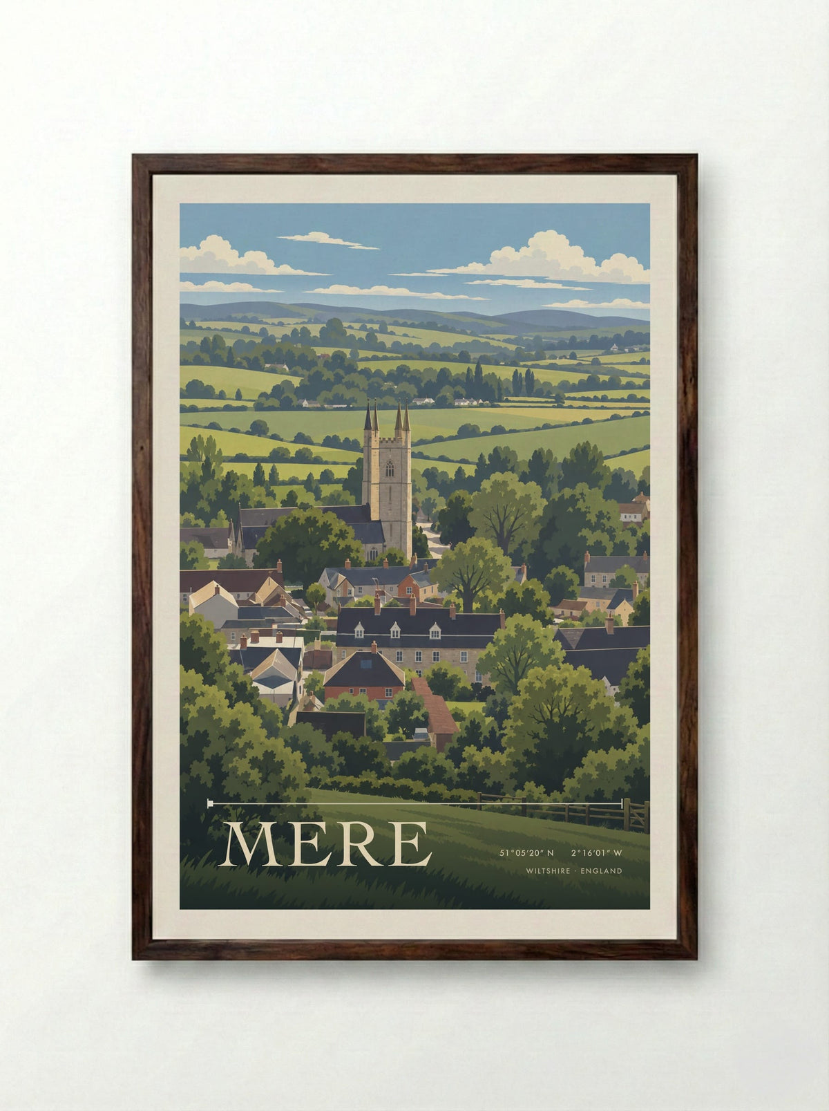 Mere, Wiltshire | Travel Poster - Framed Print Dark Wood