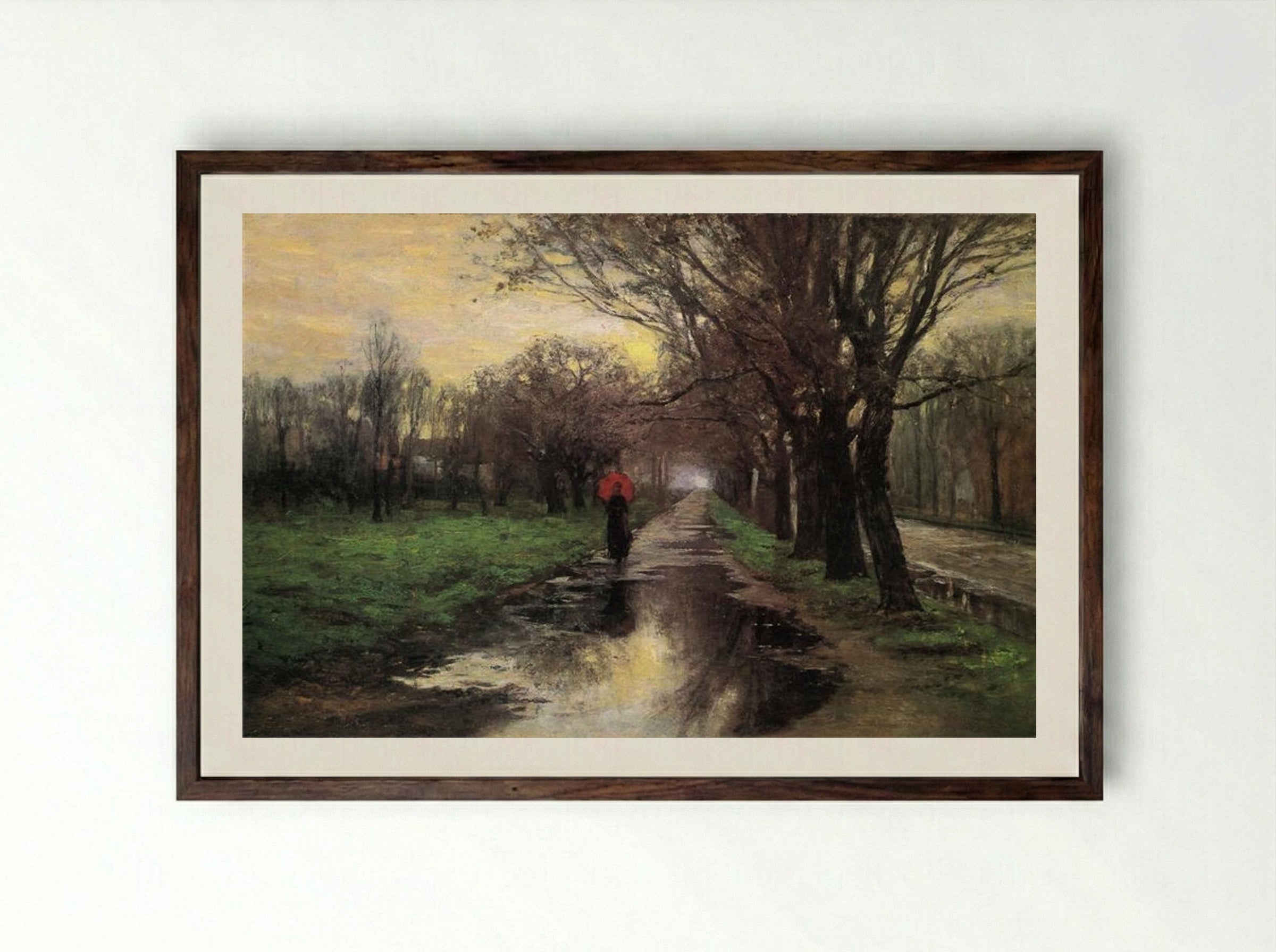 Meridian Street, Thawing Weather - T. C. Steele - Framed Print Dark Wood