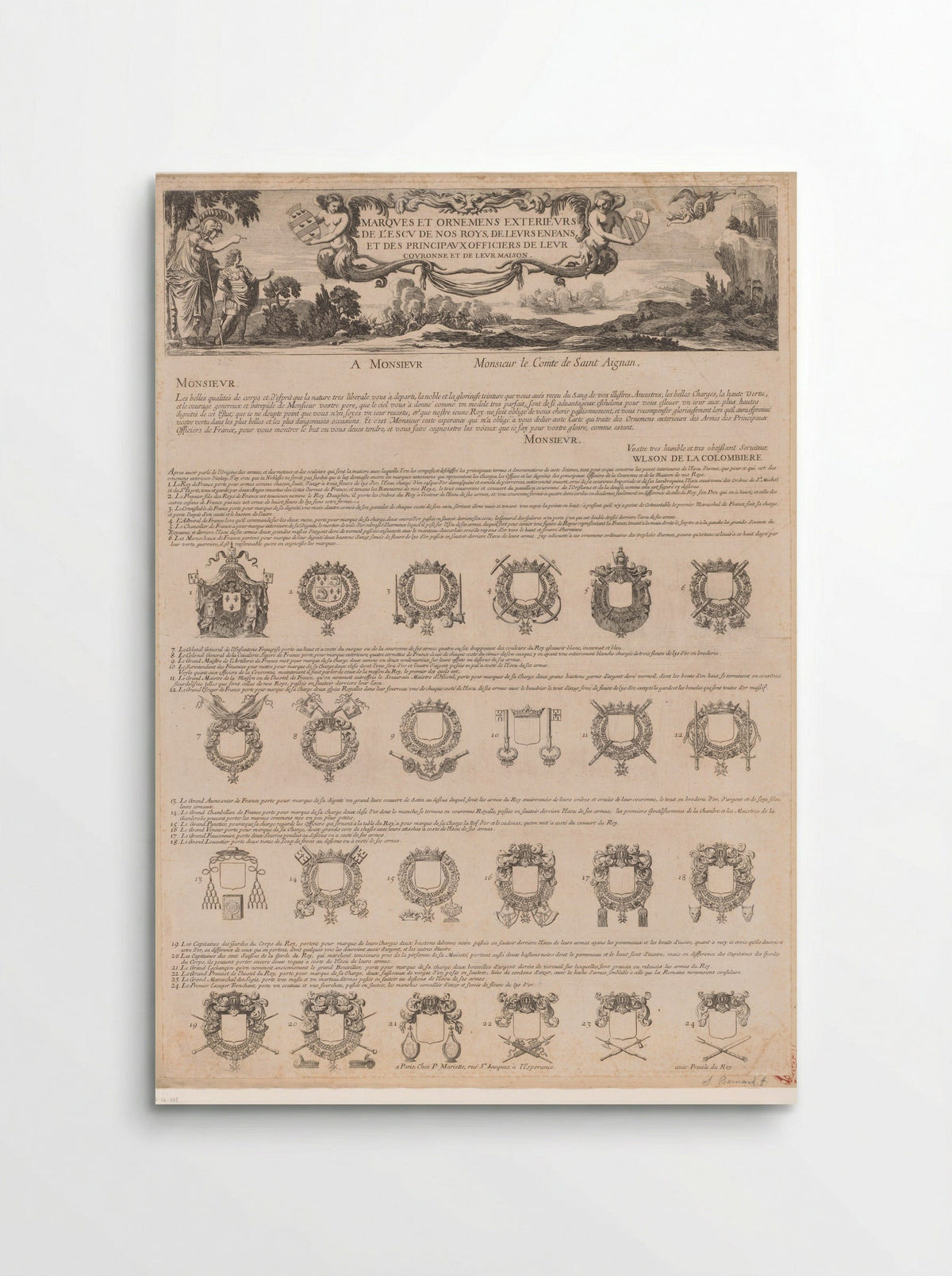 Merktekens en ornamenten op de schilden van de koningen - Samuel Bernard - Poster