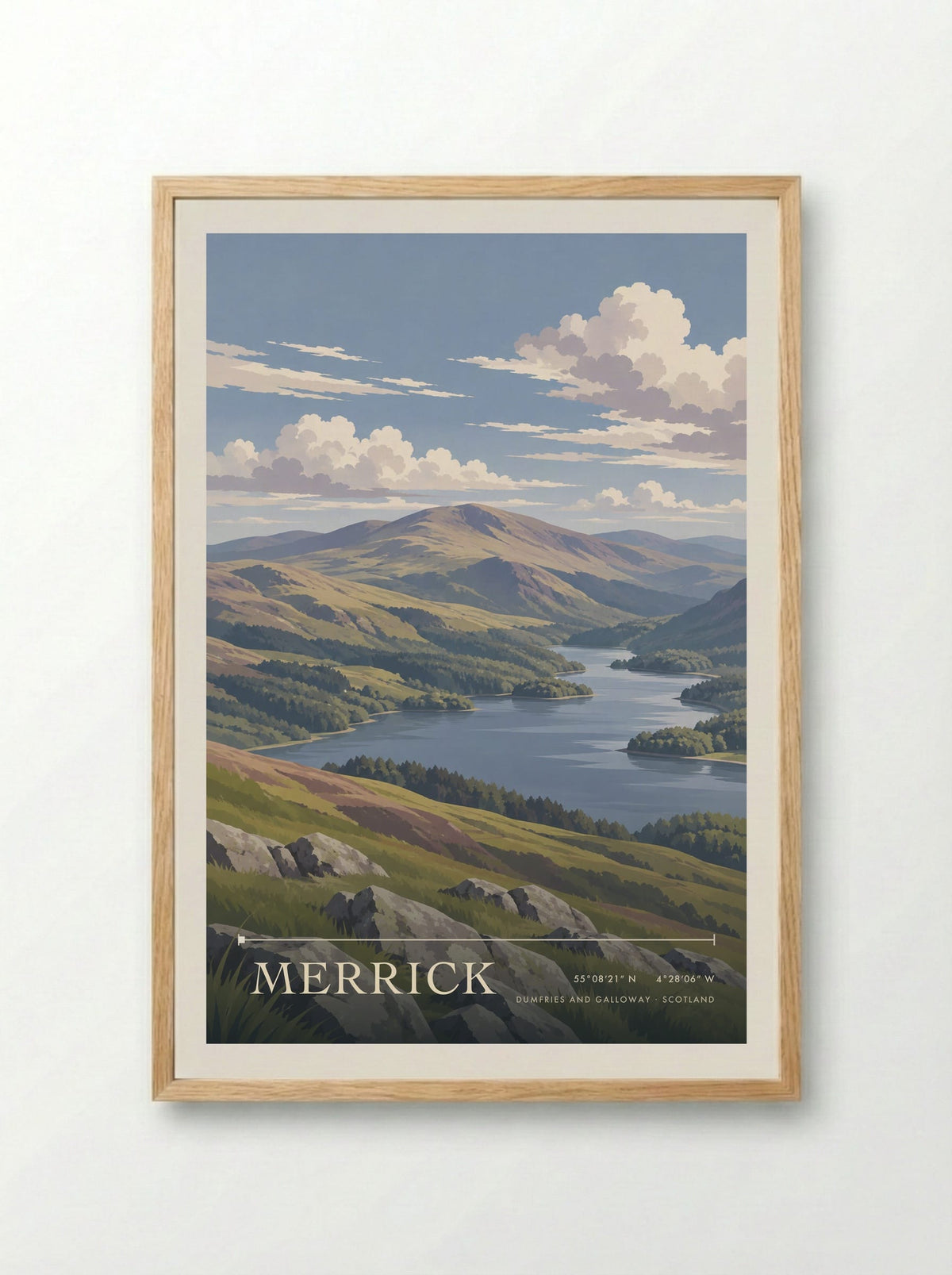 Merrick, Dumfries and Galloway | Travel Poster - Framed Print Wood