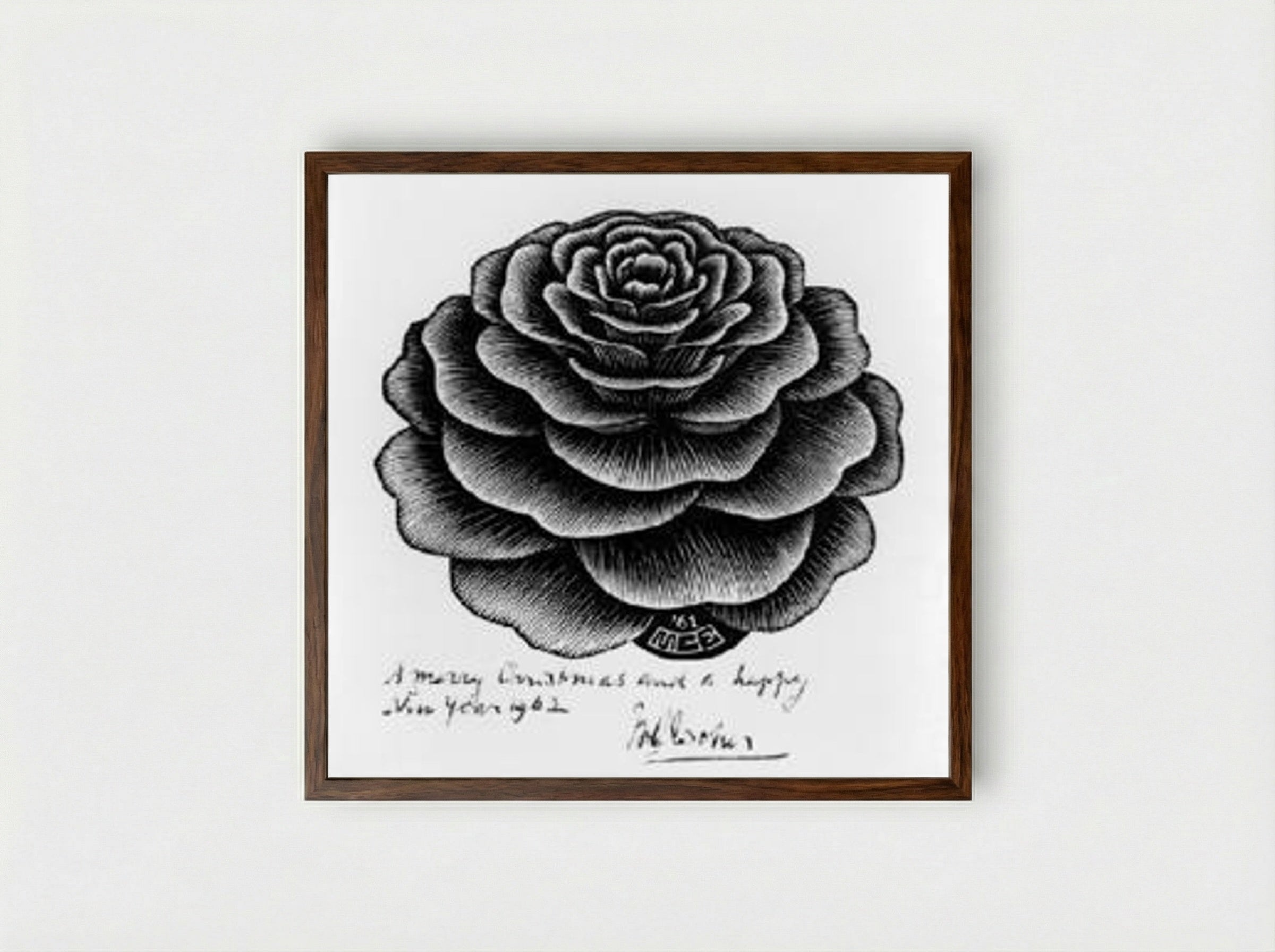 Merry Christmas and Happy New Year - M.C. Escher - Framed Print Dark Wood