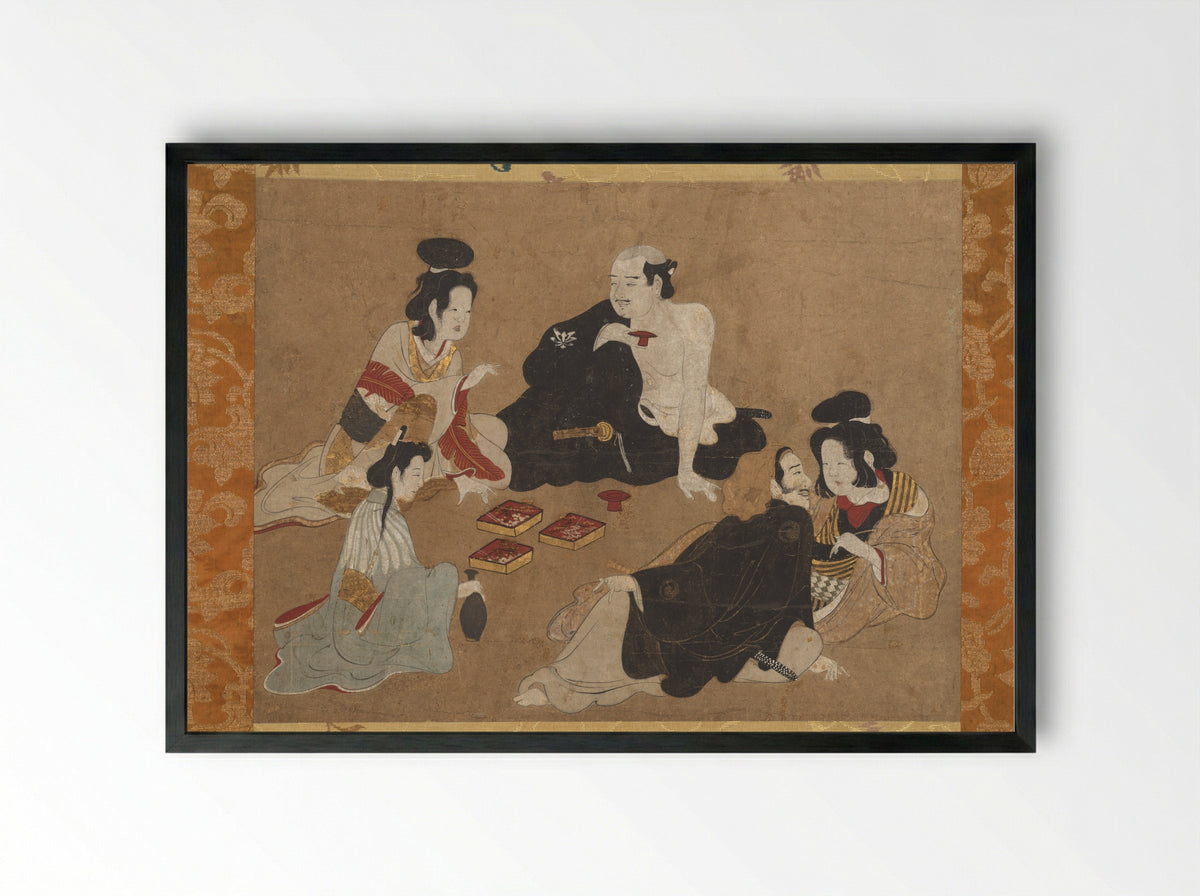 Merrymaking in a Brothel - Fine Art Print - Framed Print Black
