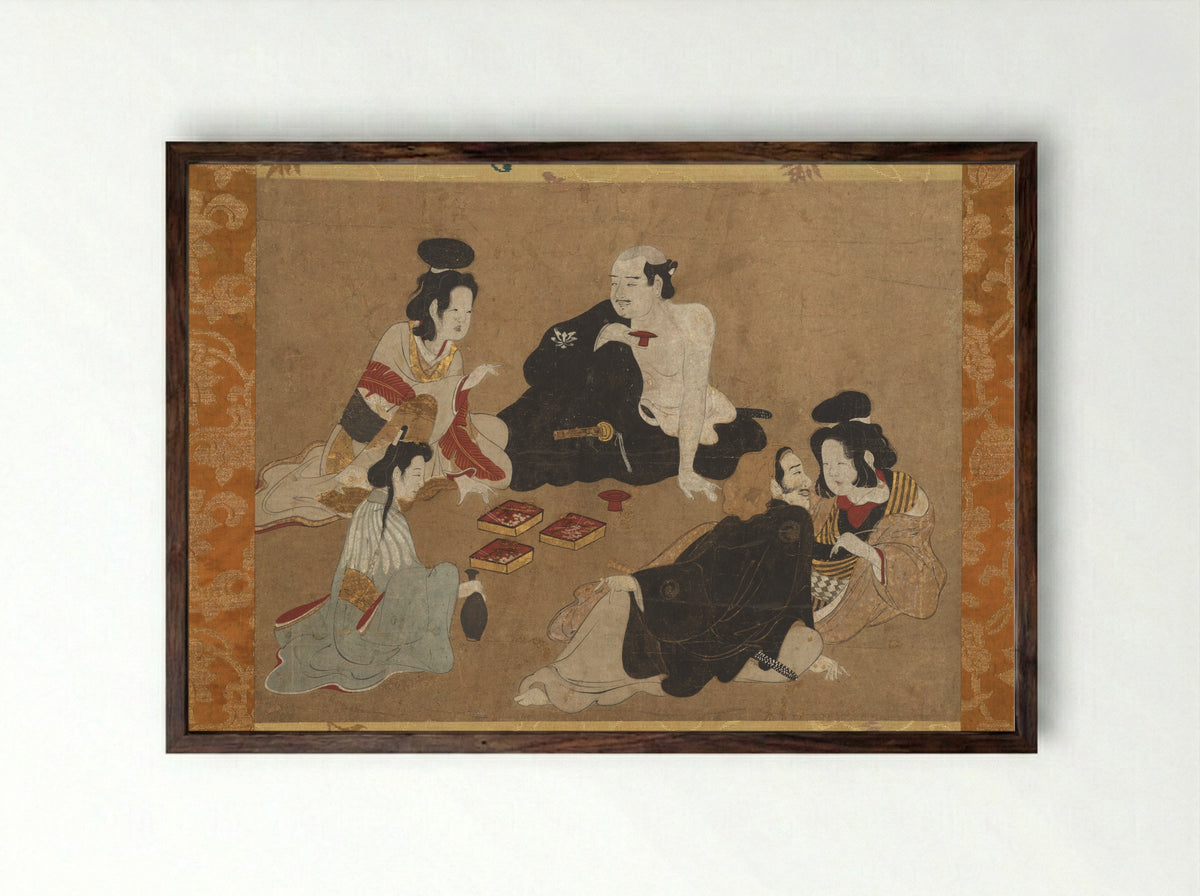 Merrymaking in a Brothel - Fine Art Print - Framed Print Dark Wood