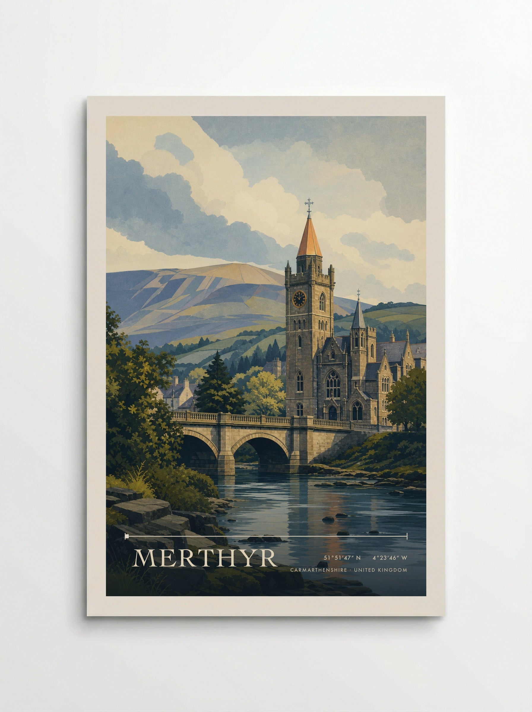 Merthyr Carmarthenshire United Kingdom Travel Poster - Poster