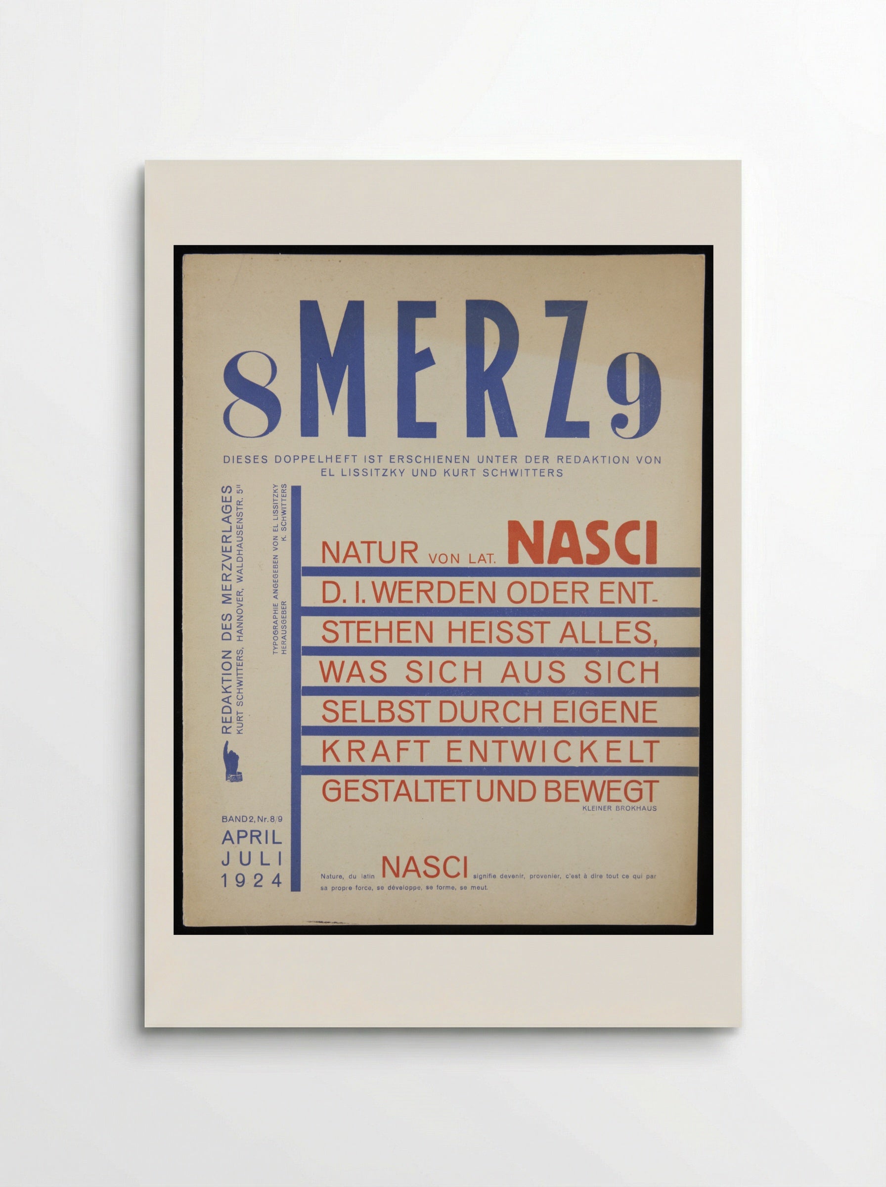 Merz No. 8/9: Nasci - Kurt Schwitters and El Lissitzky - Poster