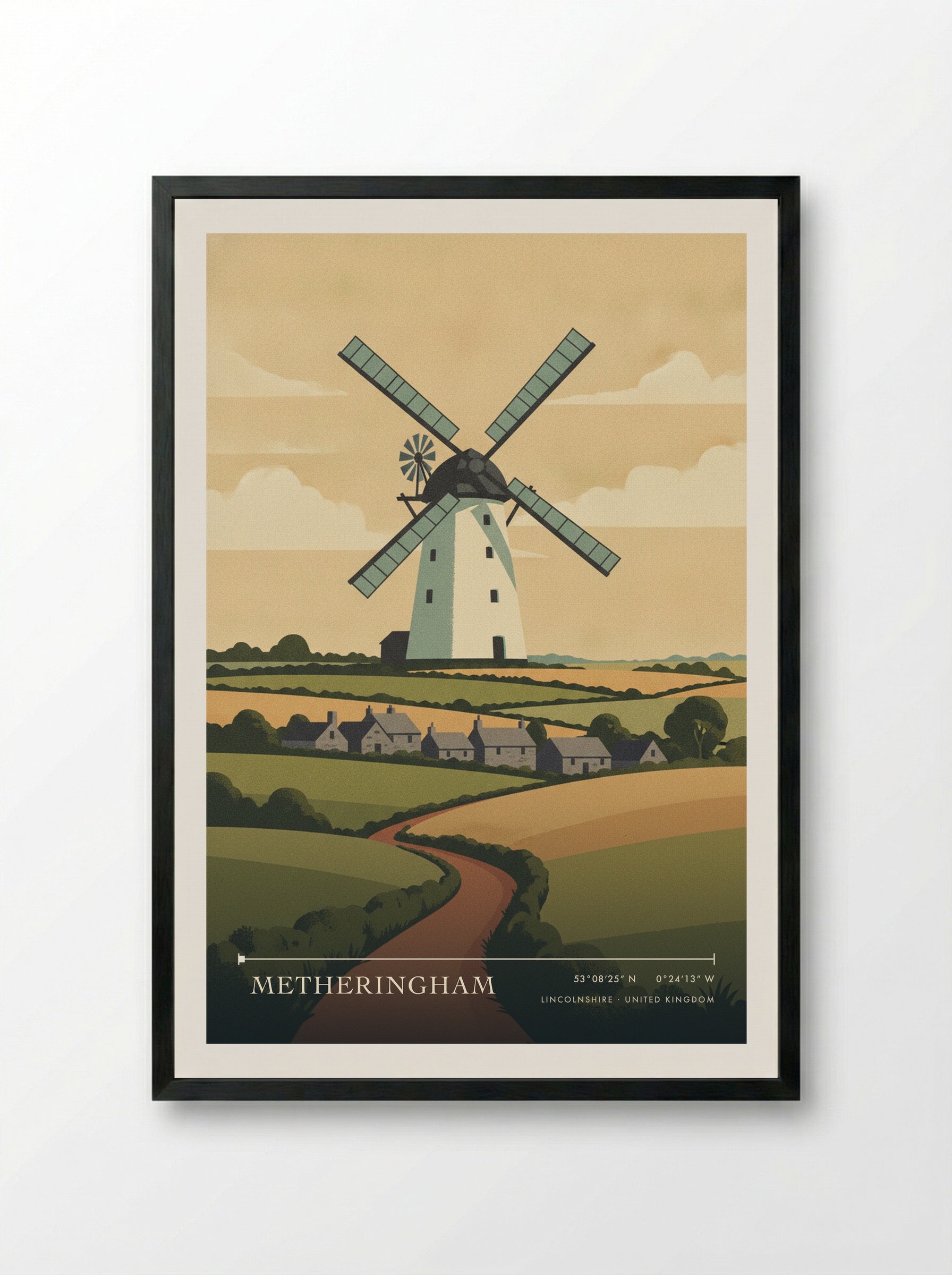 Metheringham Lincolnshire United Kingdom Travel Poster - Framed Print Black