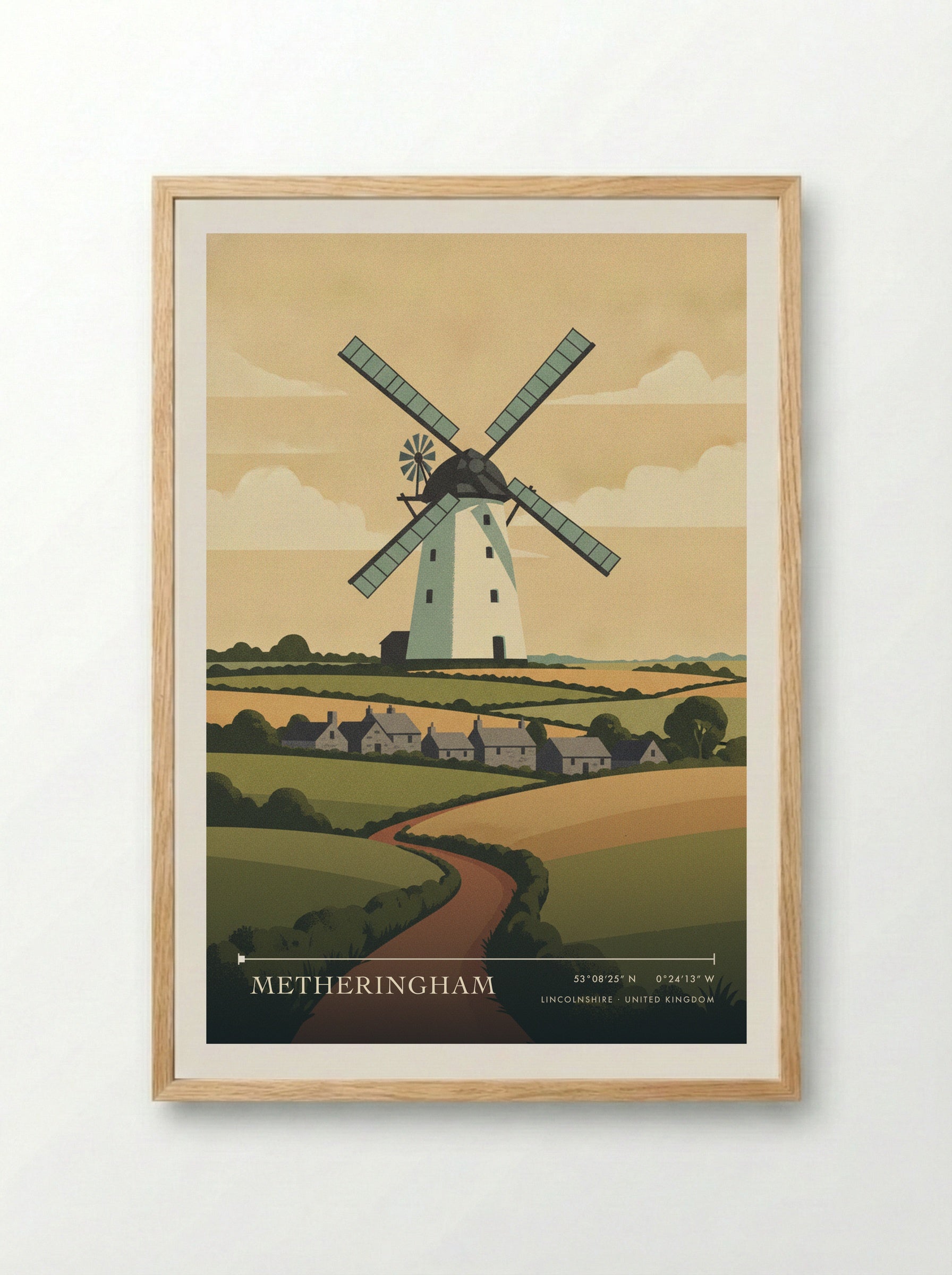 Metheringham Lincolnshire United Kingdom Travel Poster - Framed Print Wood