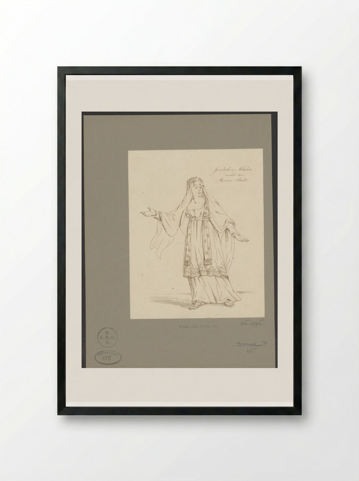 Mevrouw Sardet in the role of Josabeth - Johannes Jelgerhuis - Framed Print Black