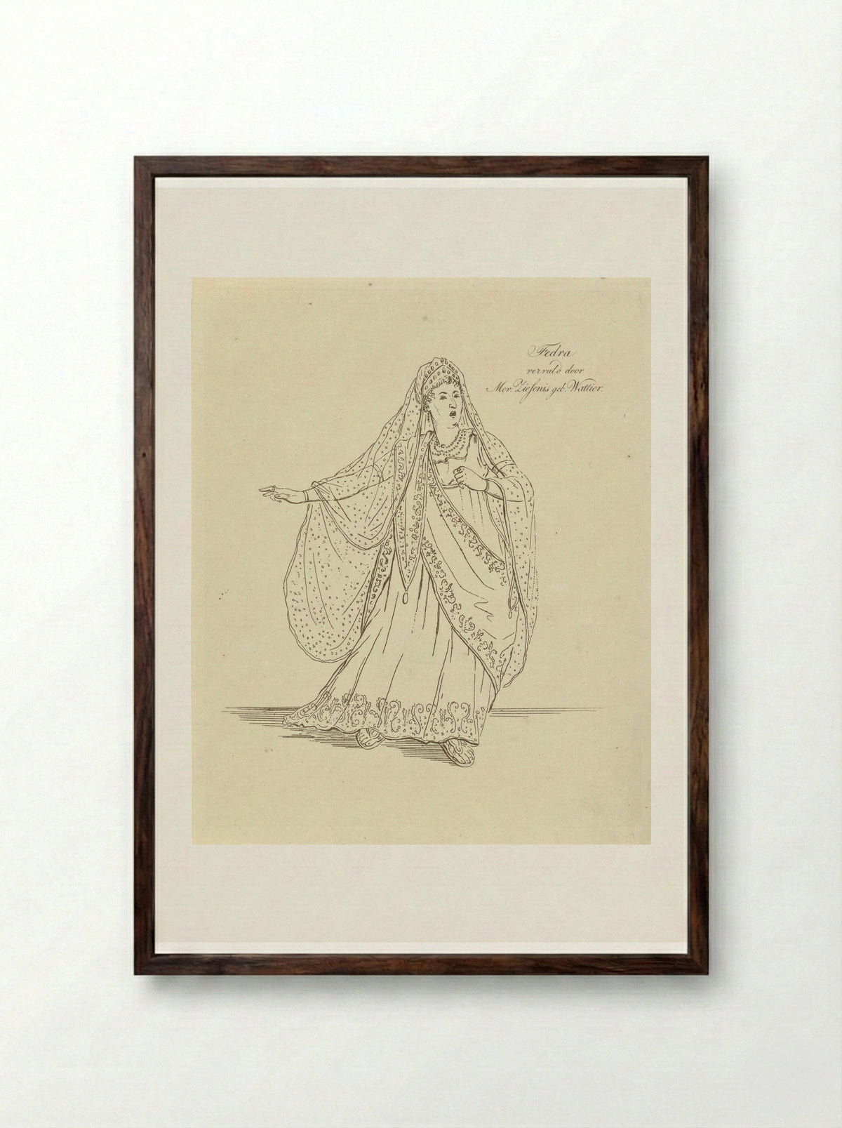 Mevrouw Ziesenis in de rol van Fedra - Johannes Jelgerhuis - Framed Print Dark Wood