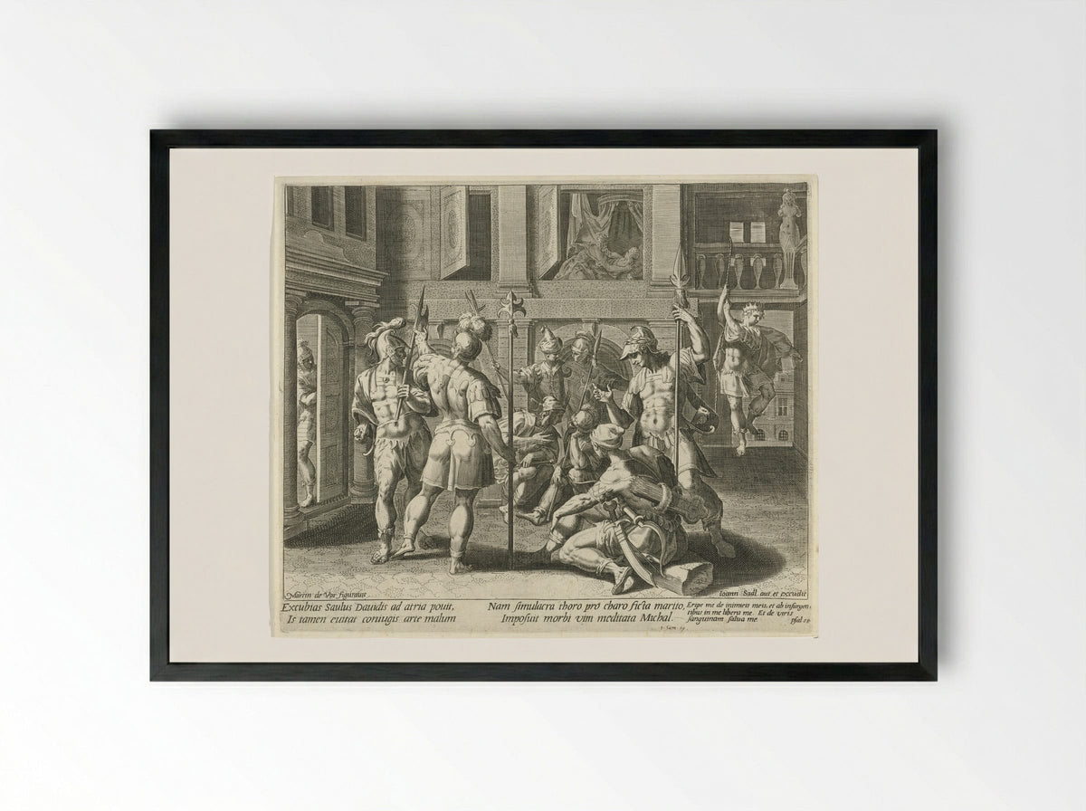 Michal Helps David Escape - Aegidius Sadeler (II) - Framed Print Black