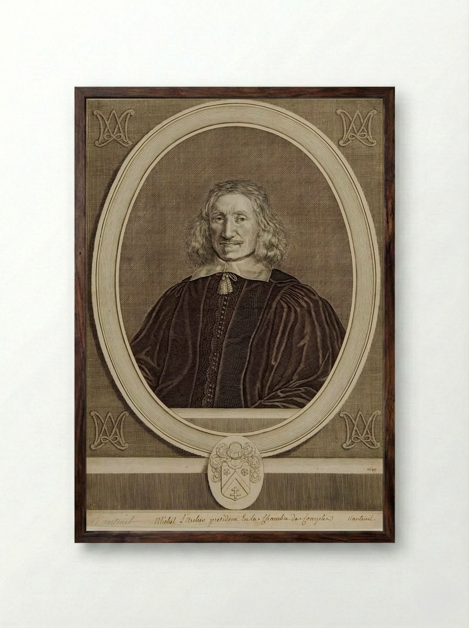 Michel Larcher, Marquis d'Esternay, Baron d'Olizy - Robert Nanteuil - Framed Print Dark Wood