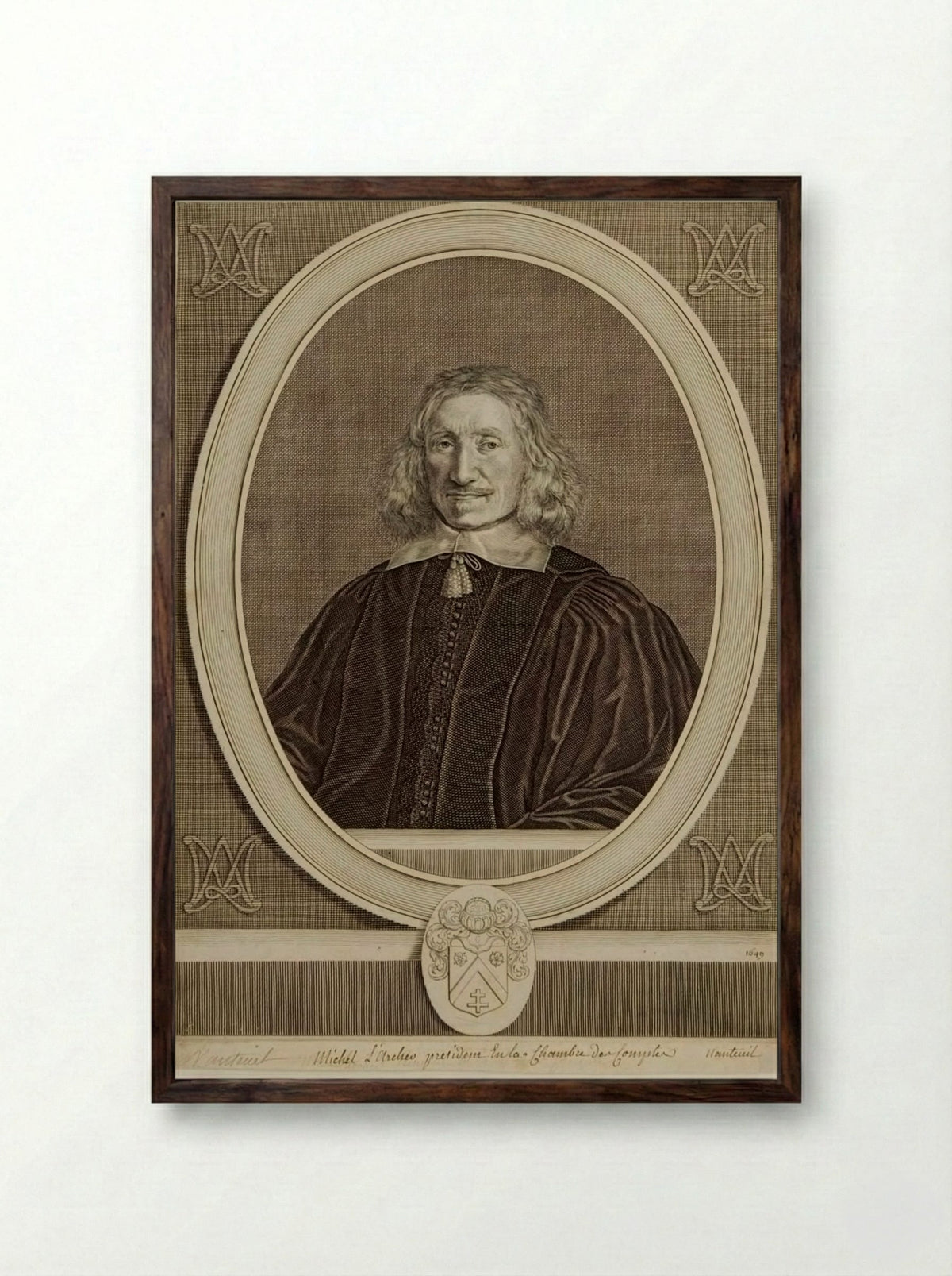 Michel Larcher, Marquis d'Esternay, Baron d'Olizy - Robert Nanteuil - Framed Print Dark Wood