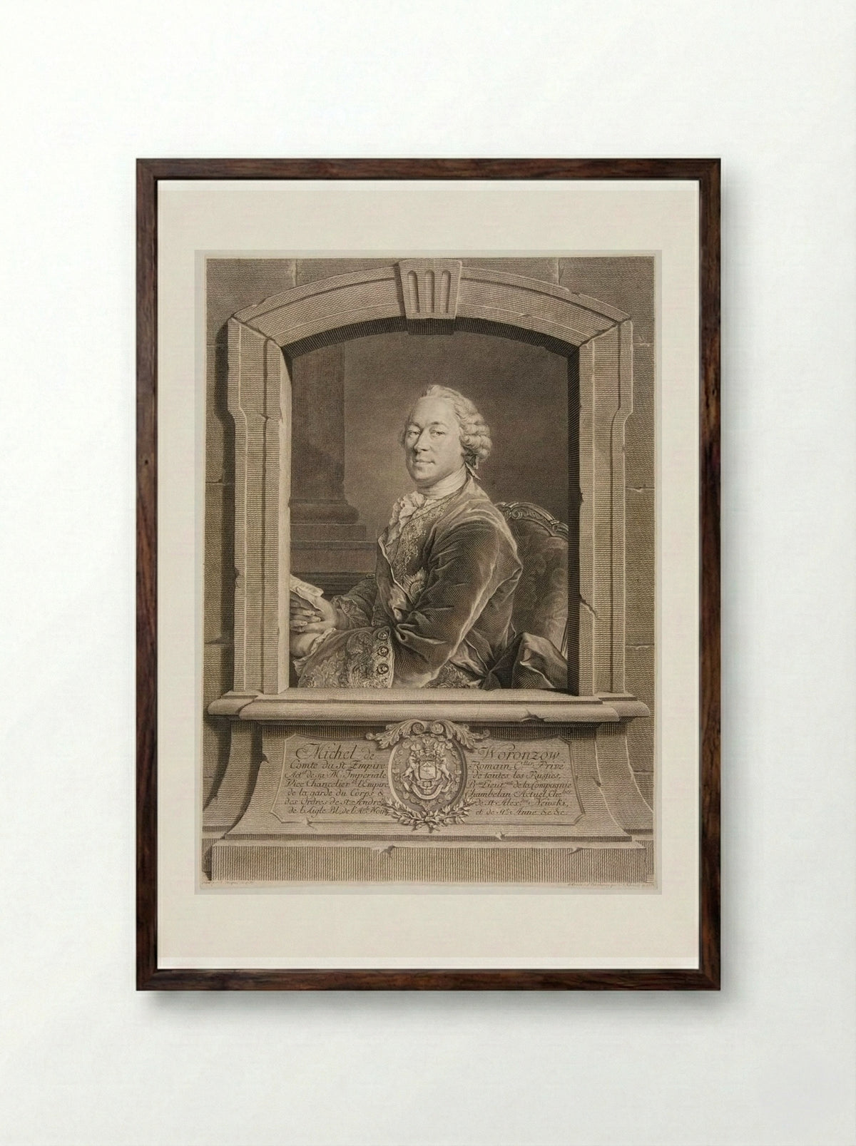 Michel de Woronzow - Georg Friedrich Schmidt - Framed Print Dark Wood
