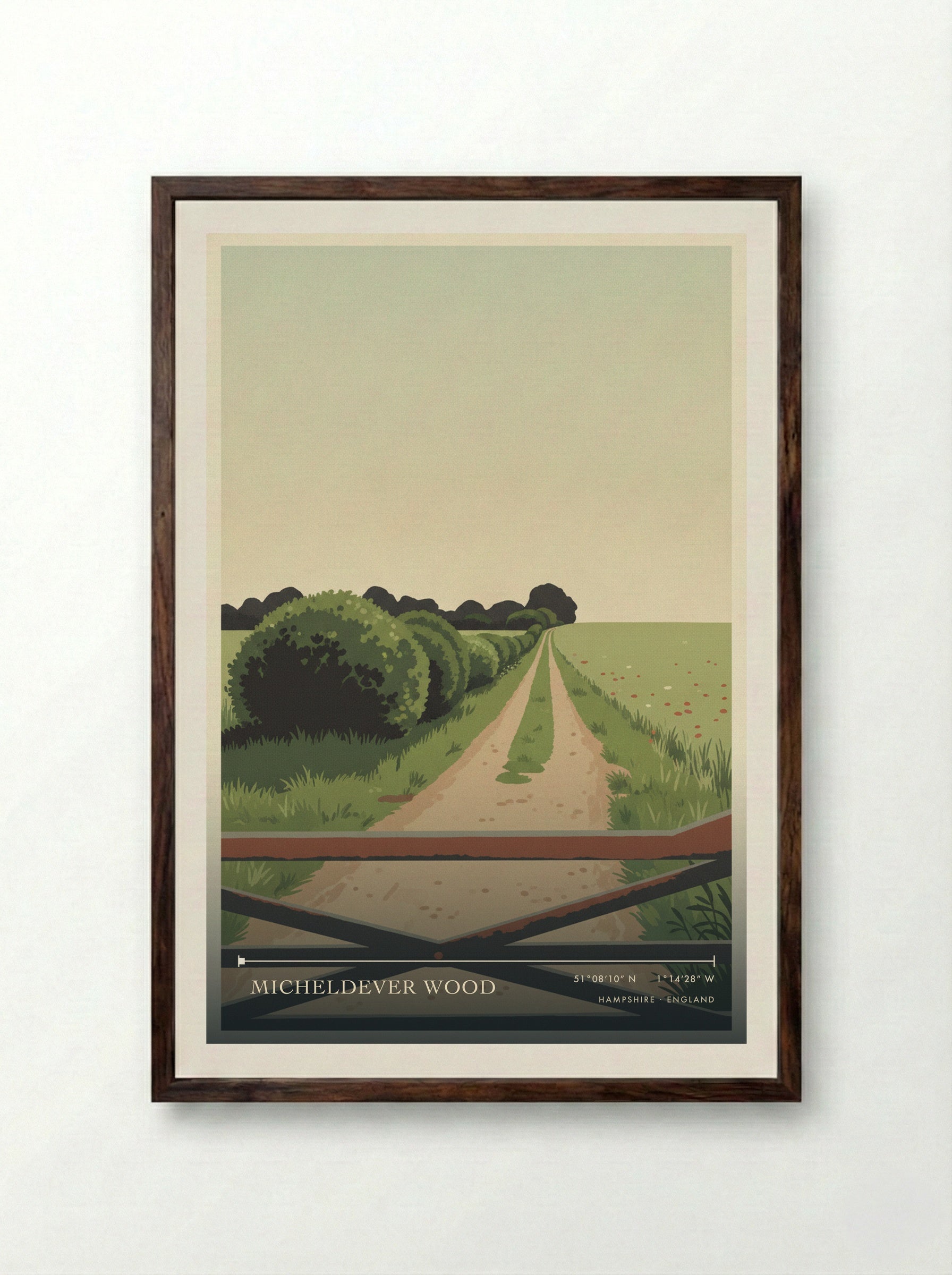 Micheldever Wood Hampshire England Travel Poster - Framed Print Dark Wood