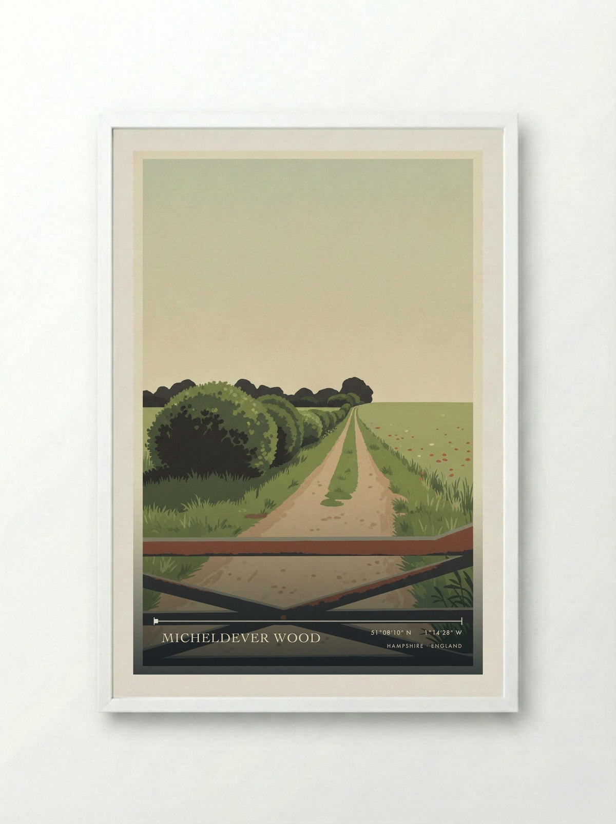 Micheldever Wood Hampshire England Travel Poster - Framed Print White