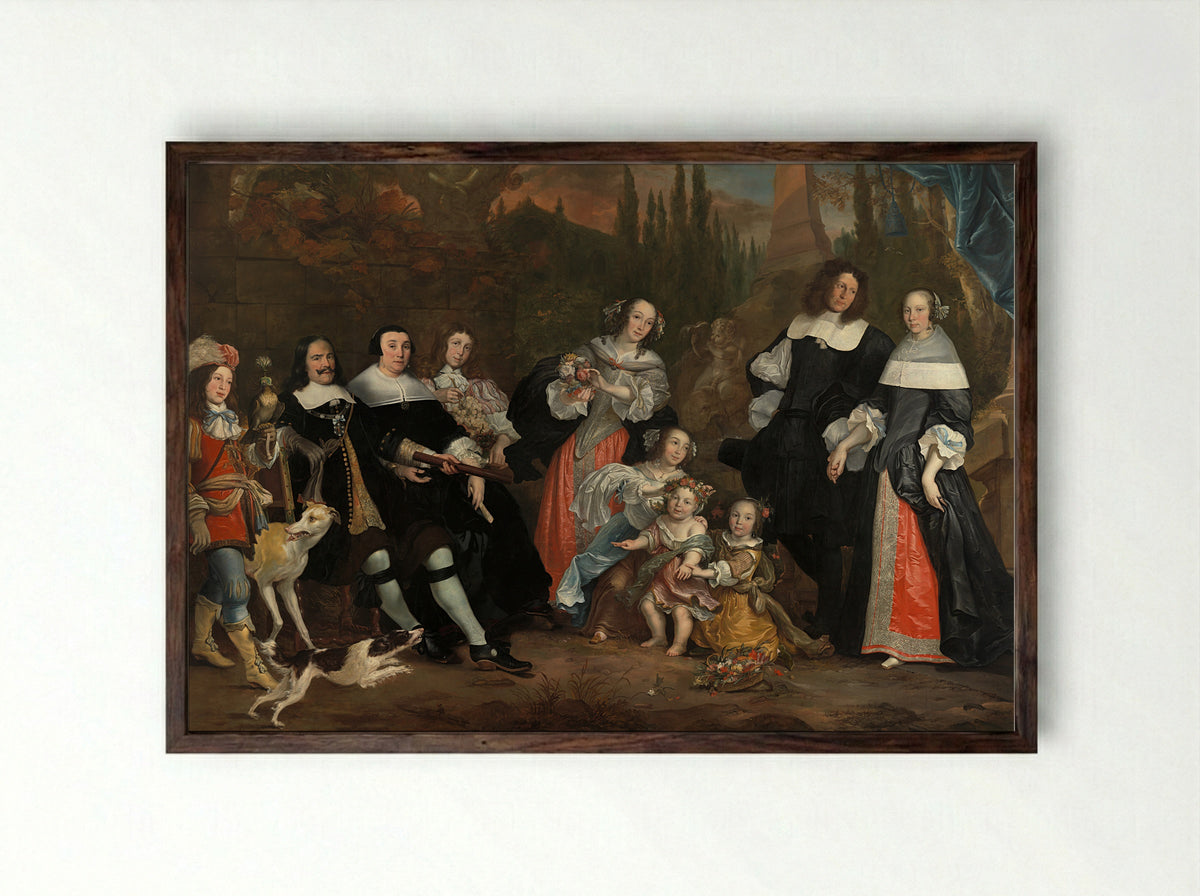 Michiel Adriaenszoon de Ruyter and his Family - Juriaen Jacobsz. - Framed Print Dark Wood