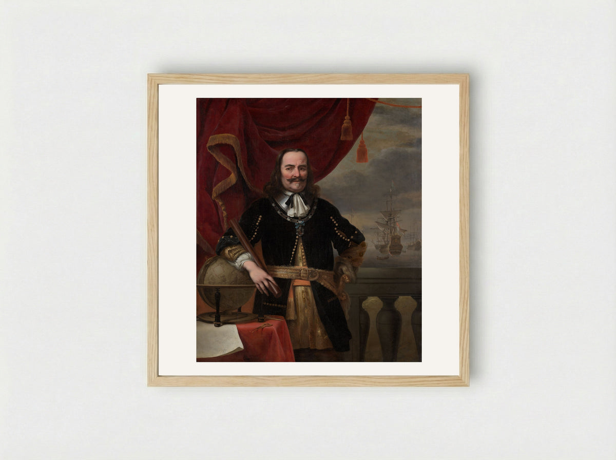 Michiel de Ruyter als luitenant-admiraal - Ferdinand Bol - Framed Print Wood
