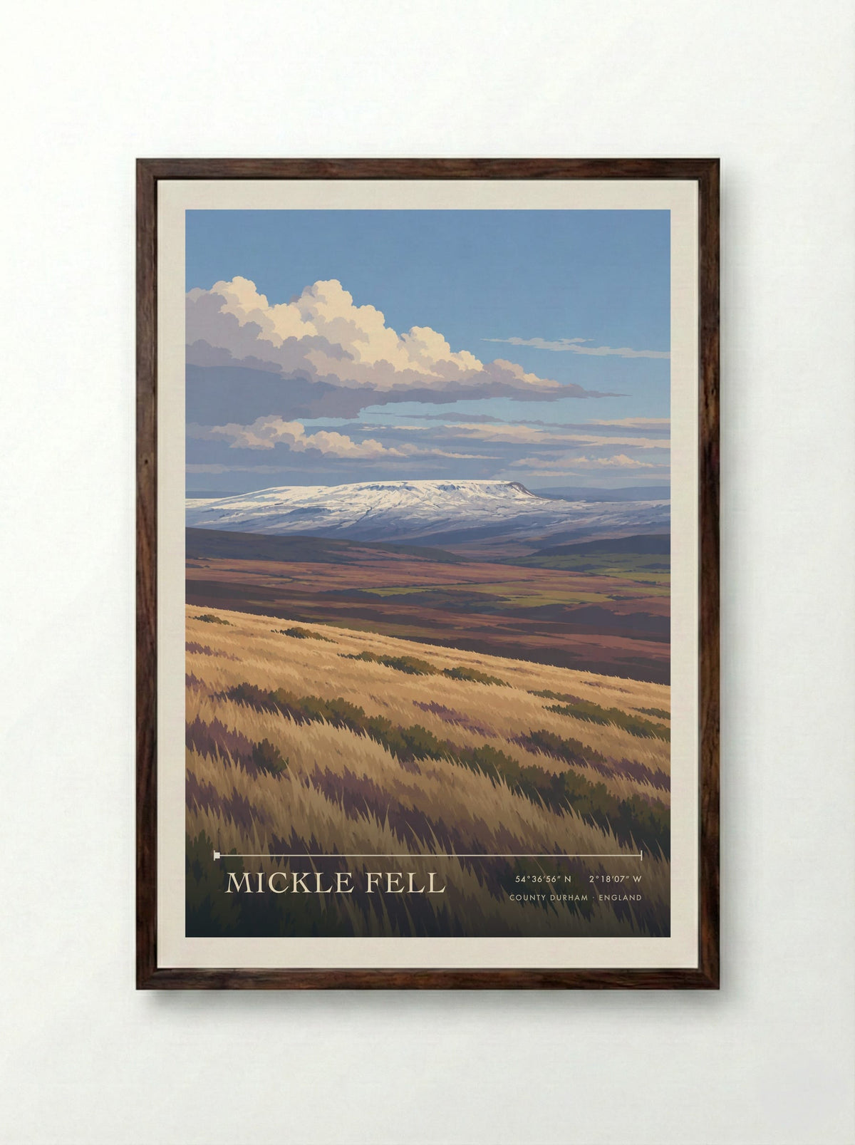Mickle Fell, County Durham | Travel Poster - Framed Print Dark Wood