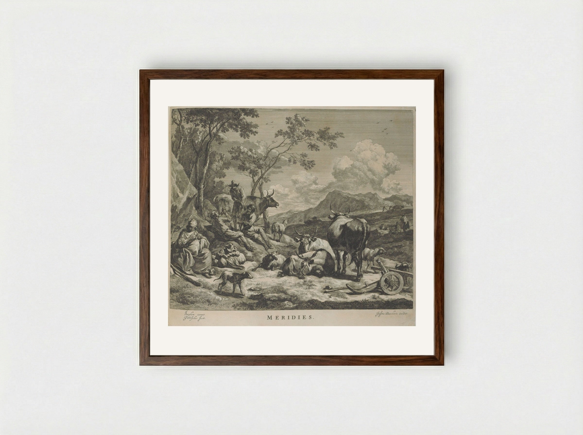Midday (Meridies) - Johannes Visscher - Framed Print Dark Wood