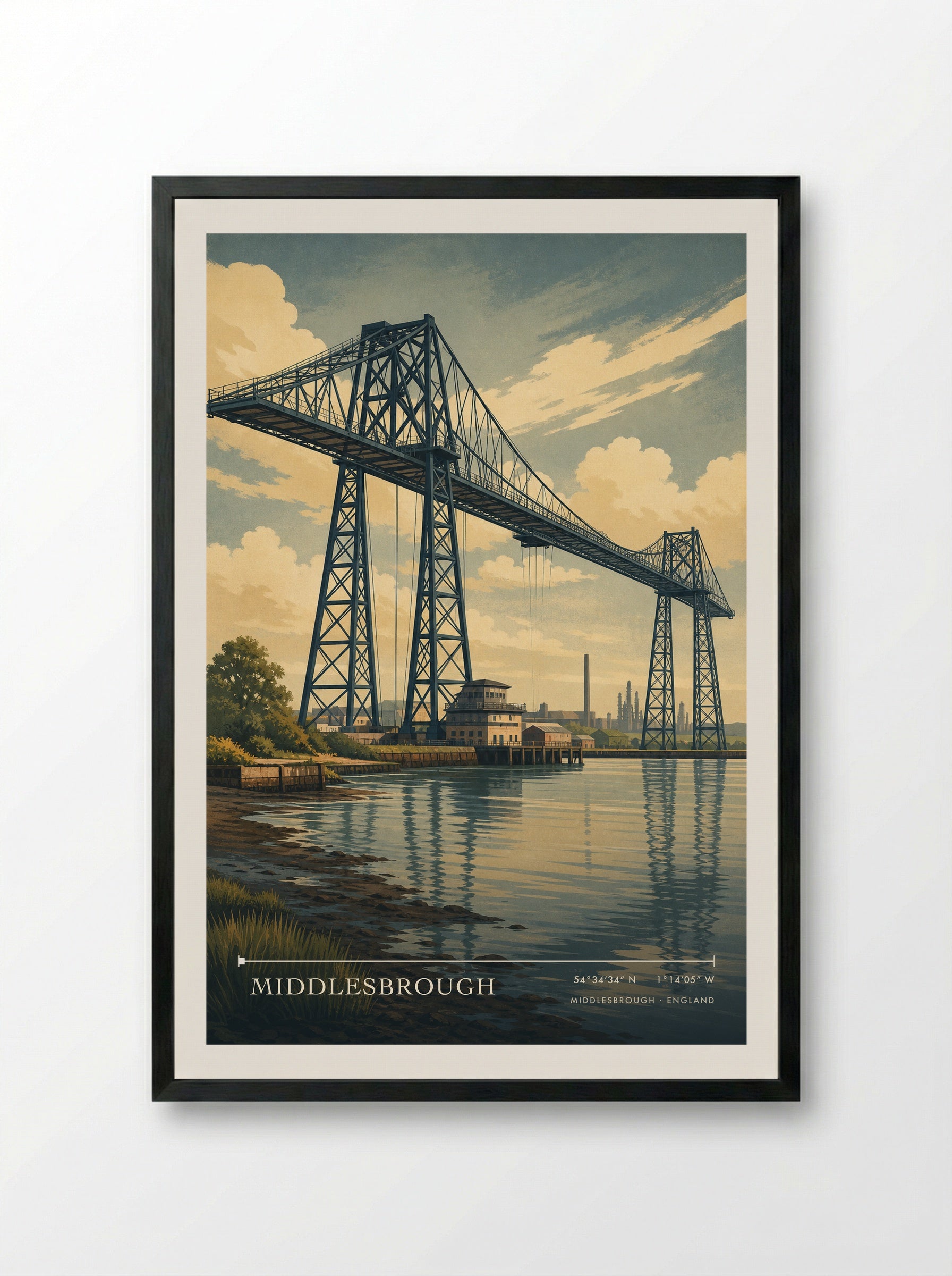 Middlesbrough England Travel Poster - Framed Print Black