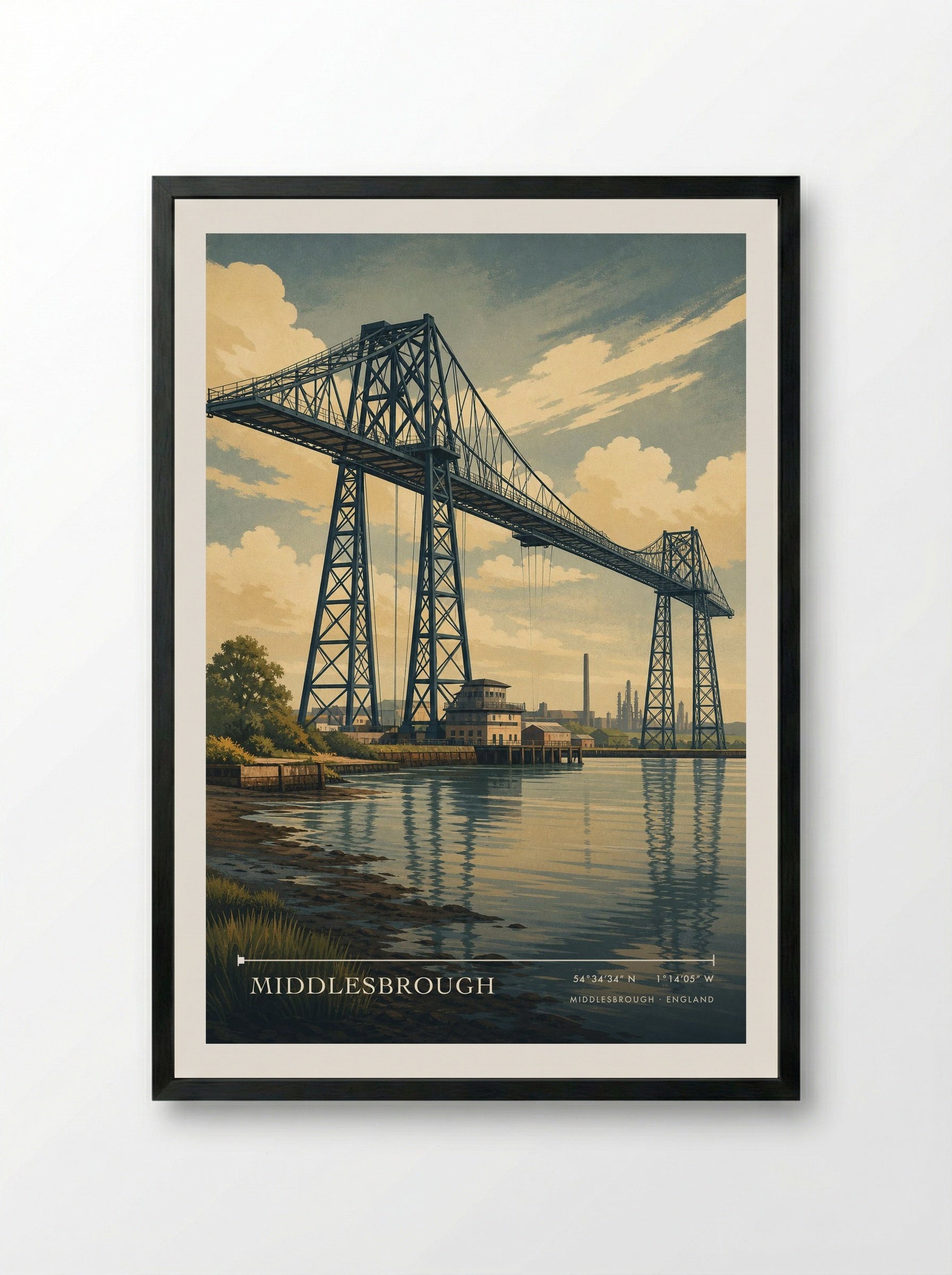 Middlesbrough England Travel Poster - Framed Print Black