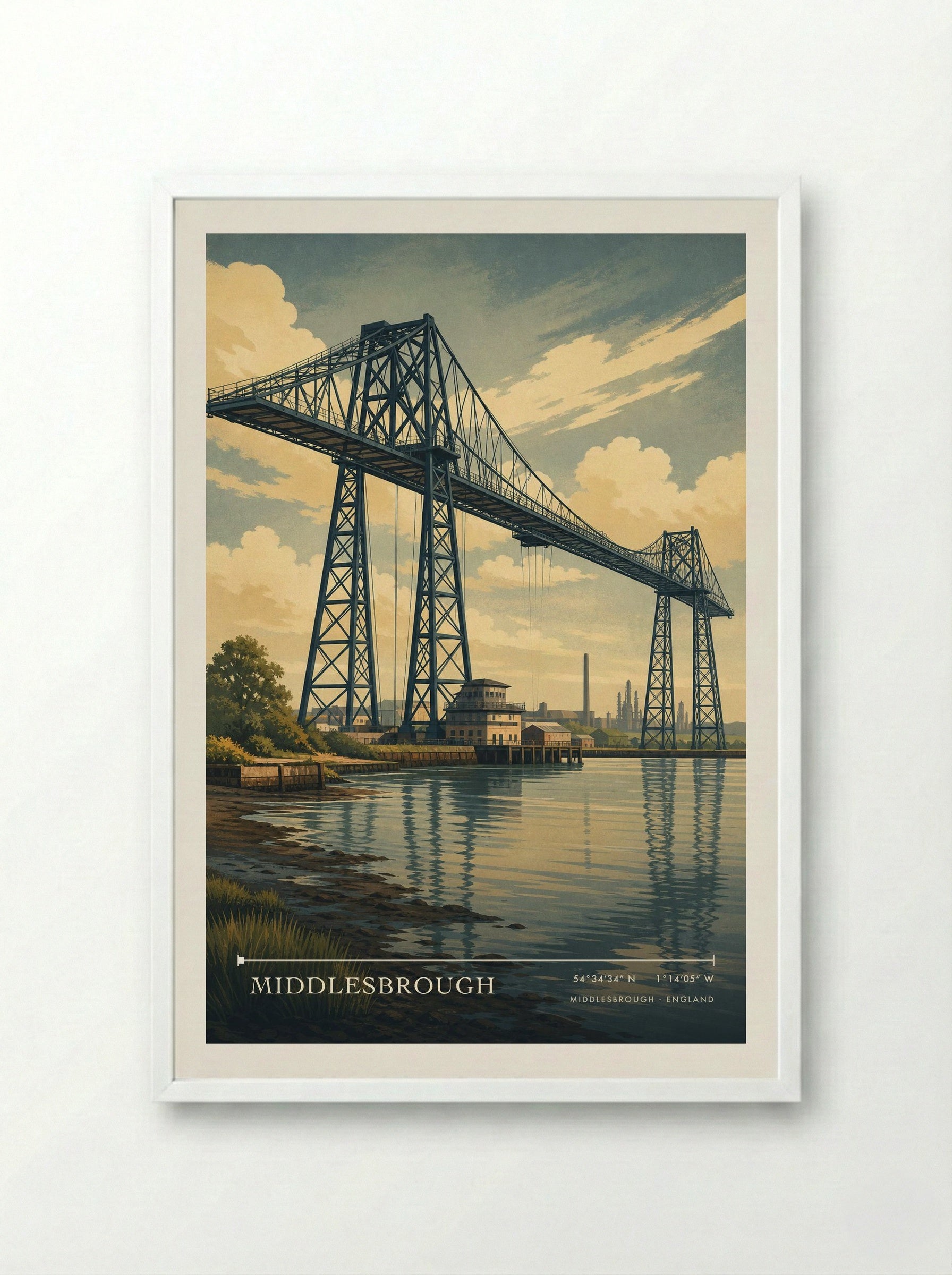 Middlesbrough England Travel Poster - Framed Print White