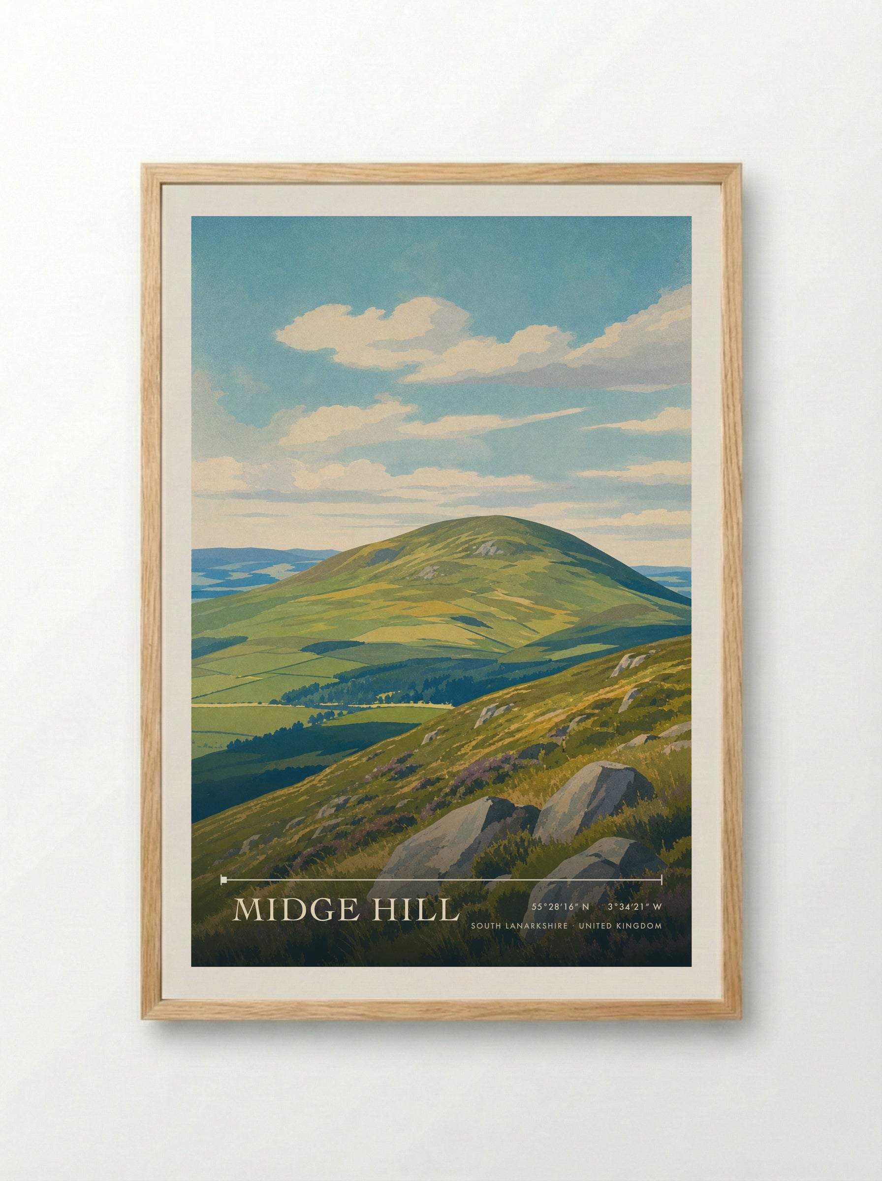 Midge Hill South Lanarkshire United Kingdom Travel Poster - Framed Print Wood
