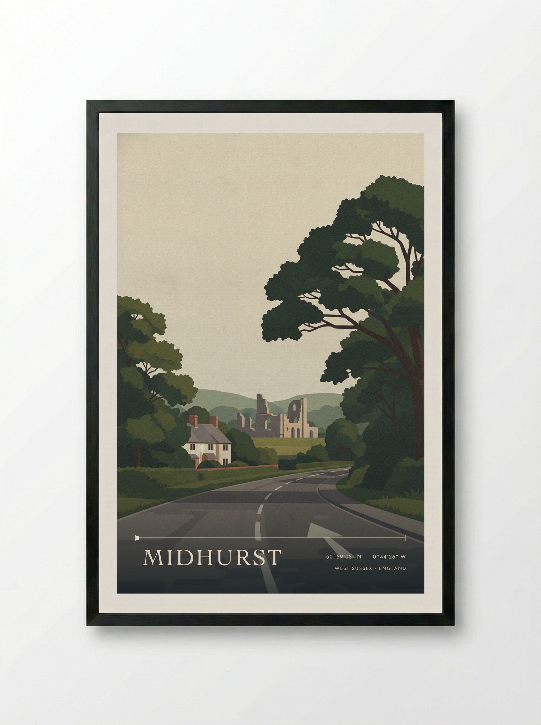 Midhurst West Sussex England Travel Poster - Framed Print Black