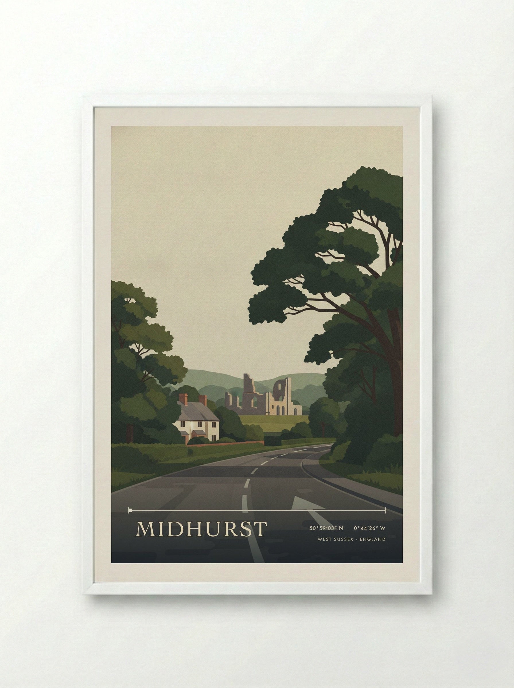Midhurst West Sussex England Travel Poster - Framed Print White