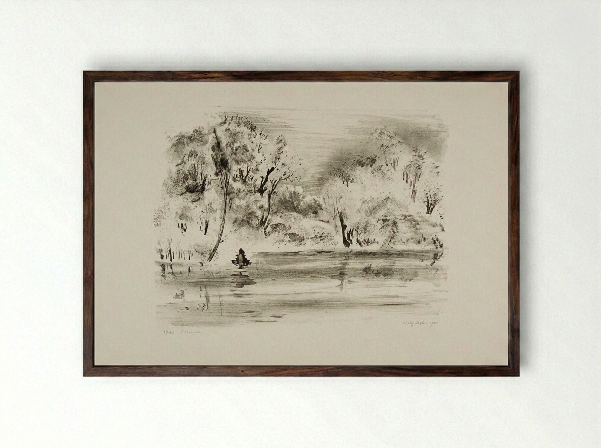 Midsummer - Adolph Dehn - Framed Print Dark Wood