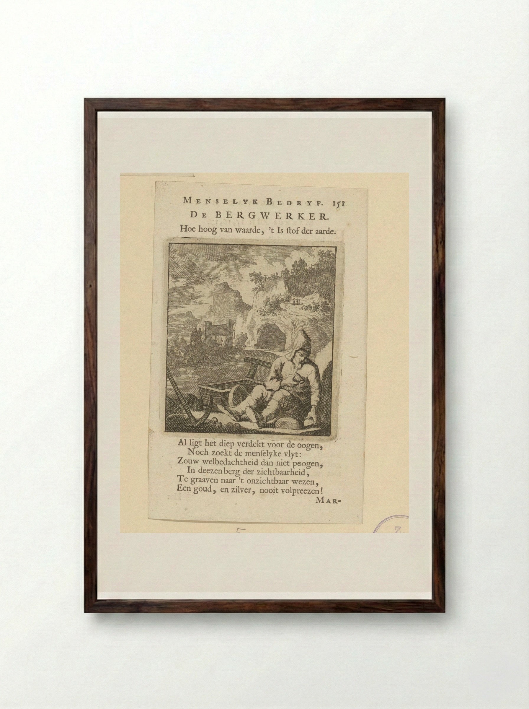 Mijnwerker (The Miner) - Cornelis van der Sys - Framed Print Dark Wood