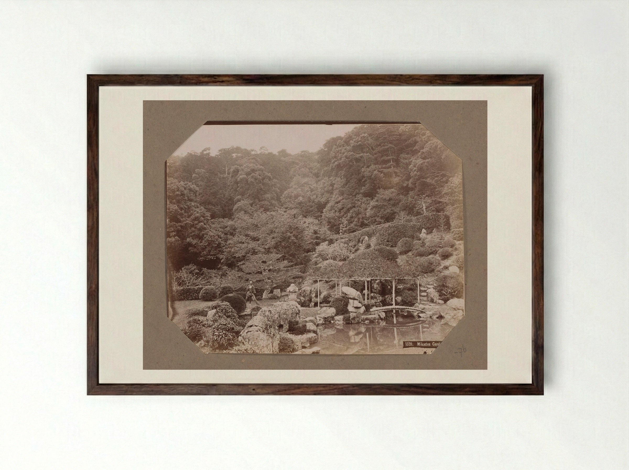 Mikado's Garden, Kyoto - Kusakabe Kimbei - Framed Print Dark Wood