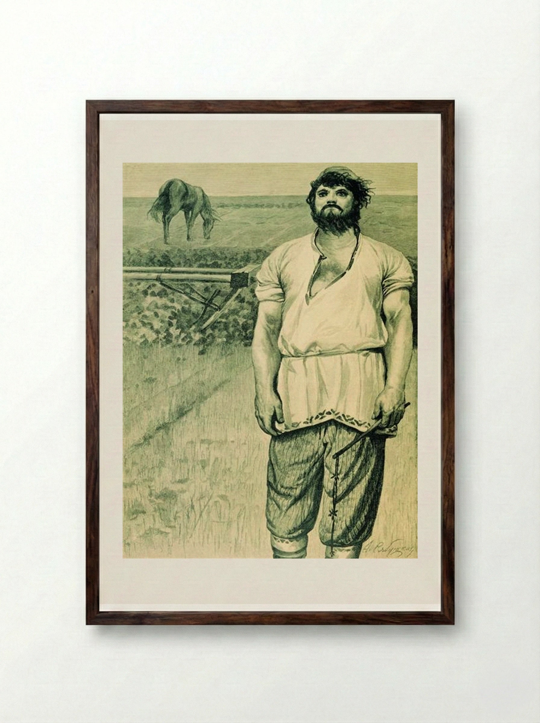 Mikula Selyaninovich - Andrei Ryabushkin - Framed Print Dark Wood