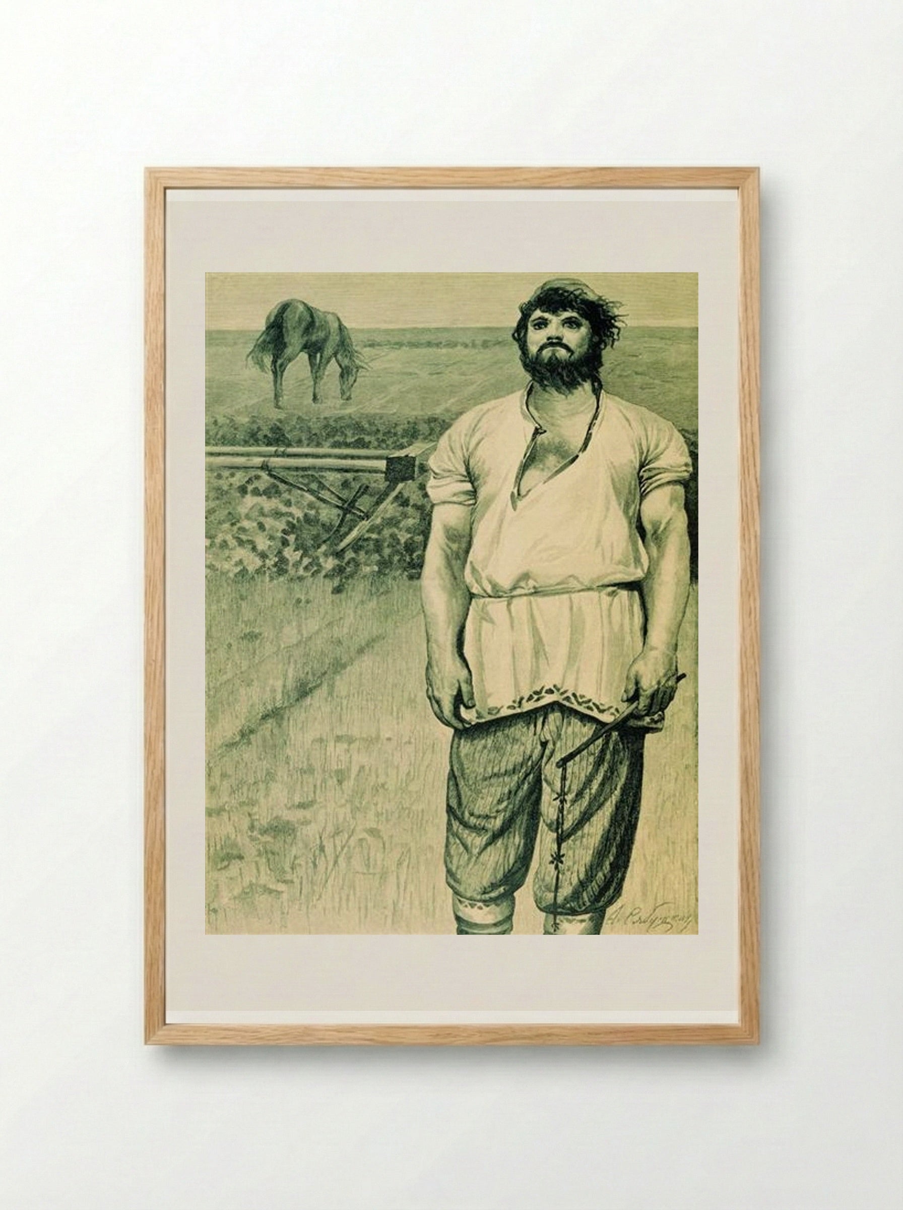 Mikula Selyaninovich - Andrei Ryabushkin - Framed Print Wood