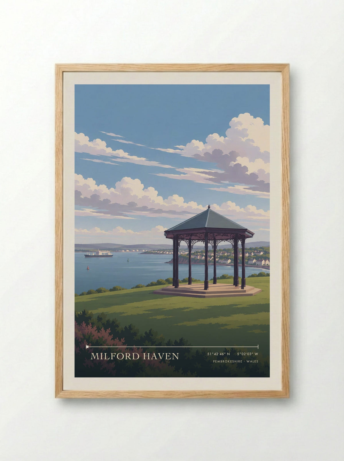 Milford Haven, Pembrokeshire | Travel Poster - Framed Print Wood