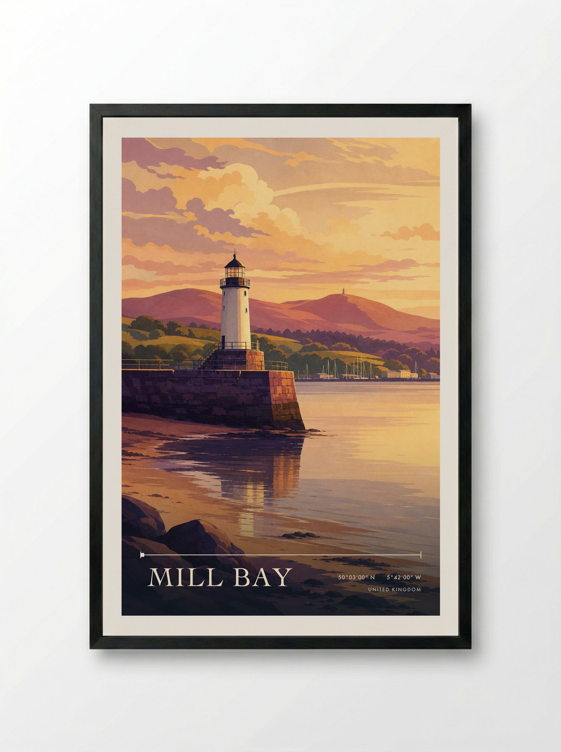 Mill Bay United Kingdom Travel Poster - Framed Print Black