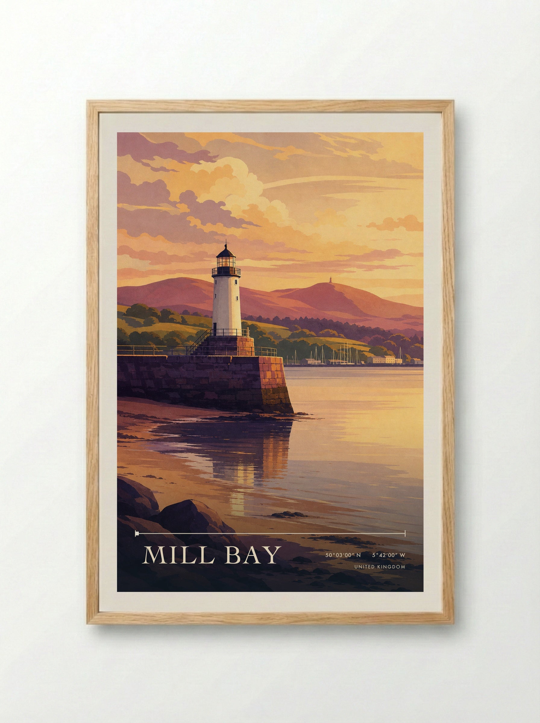 Mill Bay United Kingdom Travel Poster - Framed Print Wood