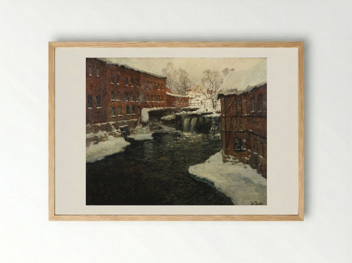 Mill Scene - Frits Thaulow - Framed Print Wood