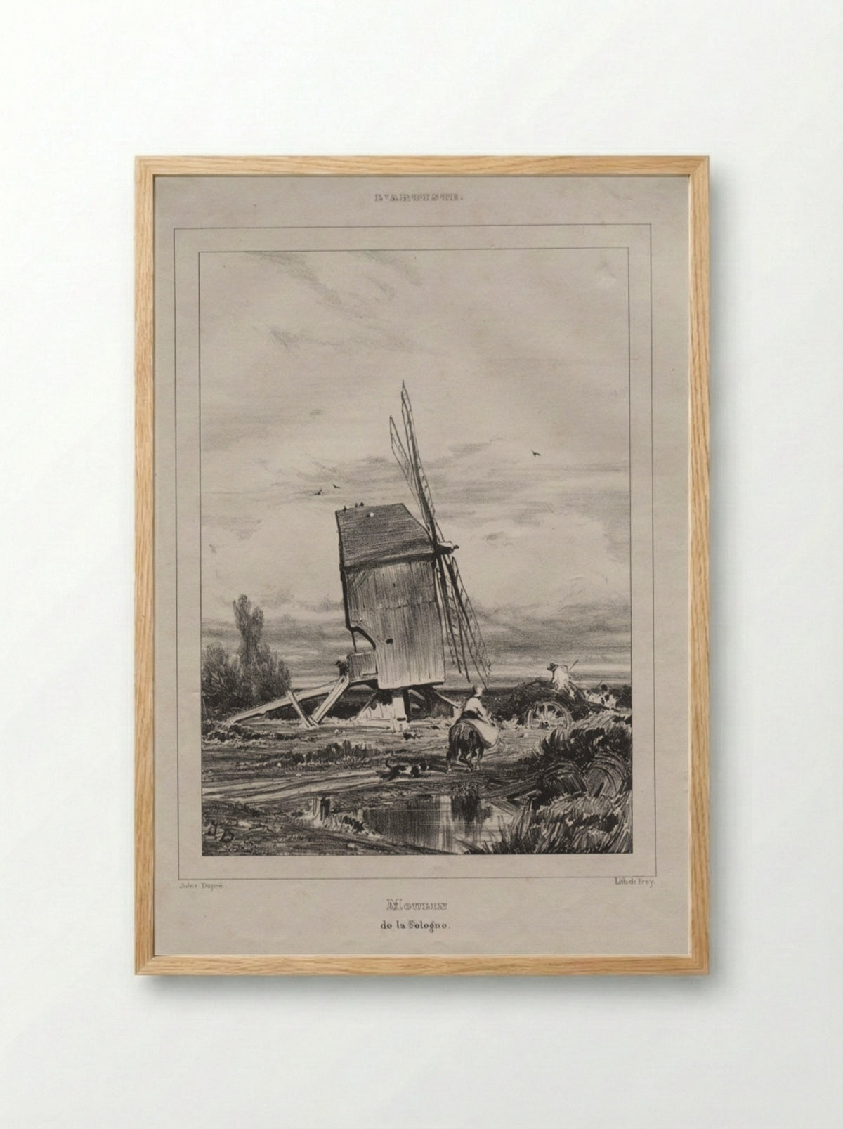 Mill in the Sologne, France - Jules Dupré - Framed Print Wood