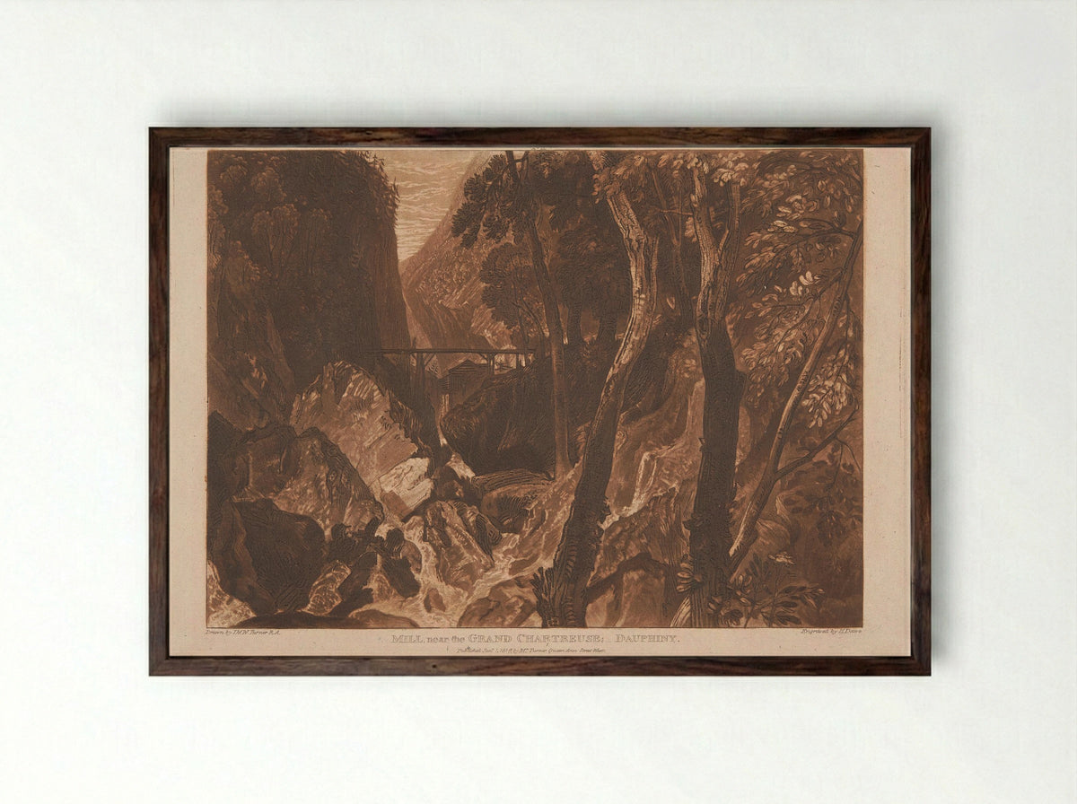Mill near the Grand Chartreuse, Dauphiny - Henry Edward Dawe - Framed Print Dark Wood