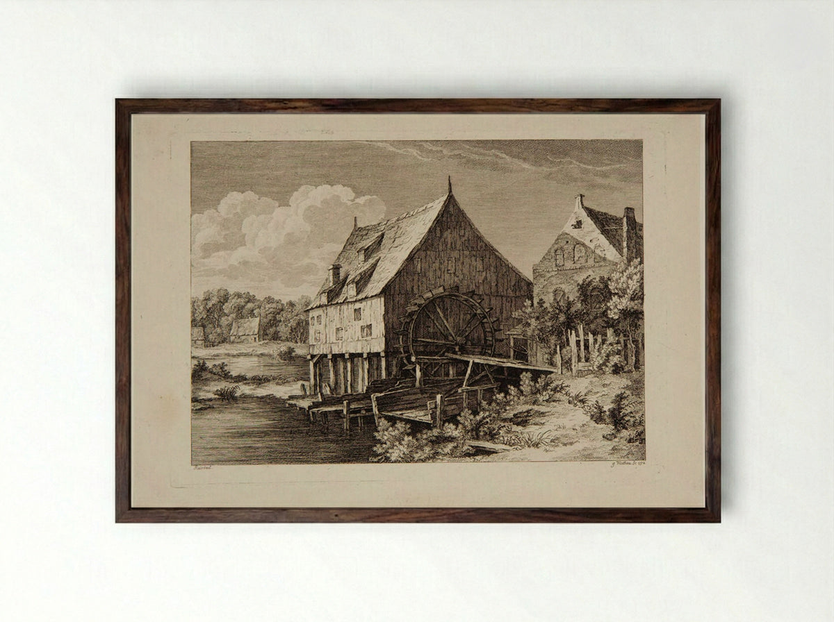 Mill - Jean Mathieu - Framed Print Dark Wood
