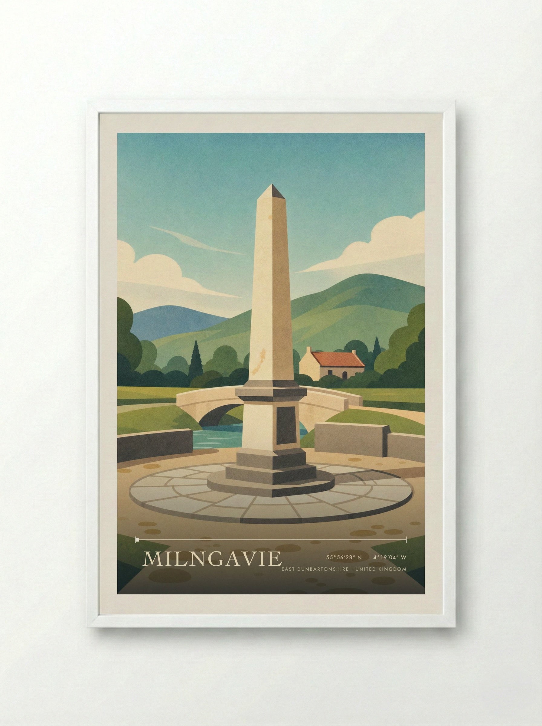 Milngavie East Dunbartonshire United Kingdom Travel Poster - Framed Print White