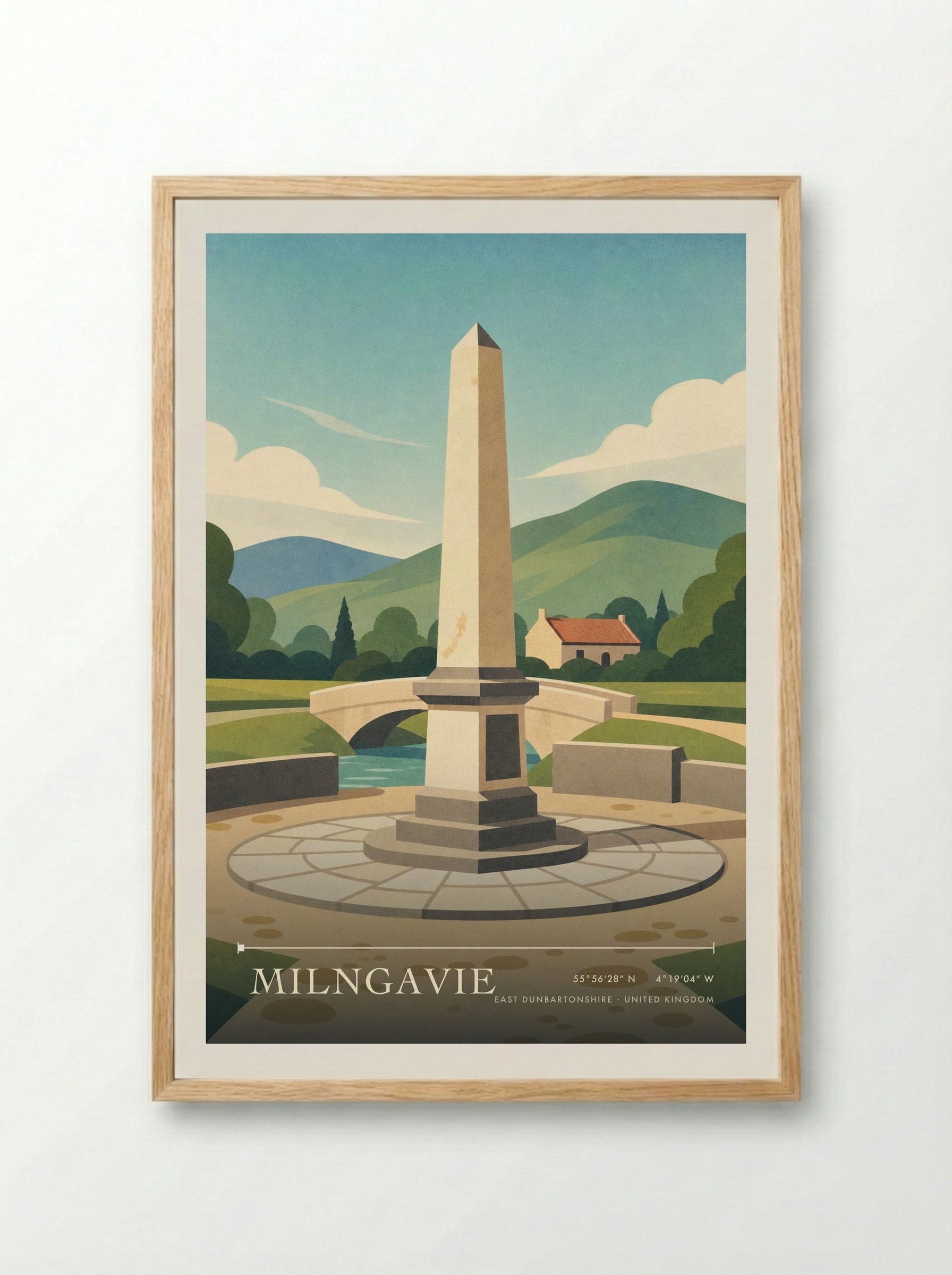 Milngavie East Dunbartonshire United Kingdom Travel Poster - Framed Print Wood