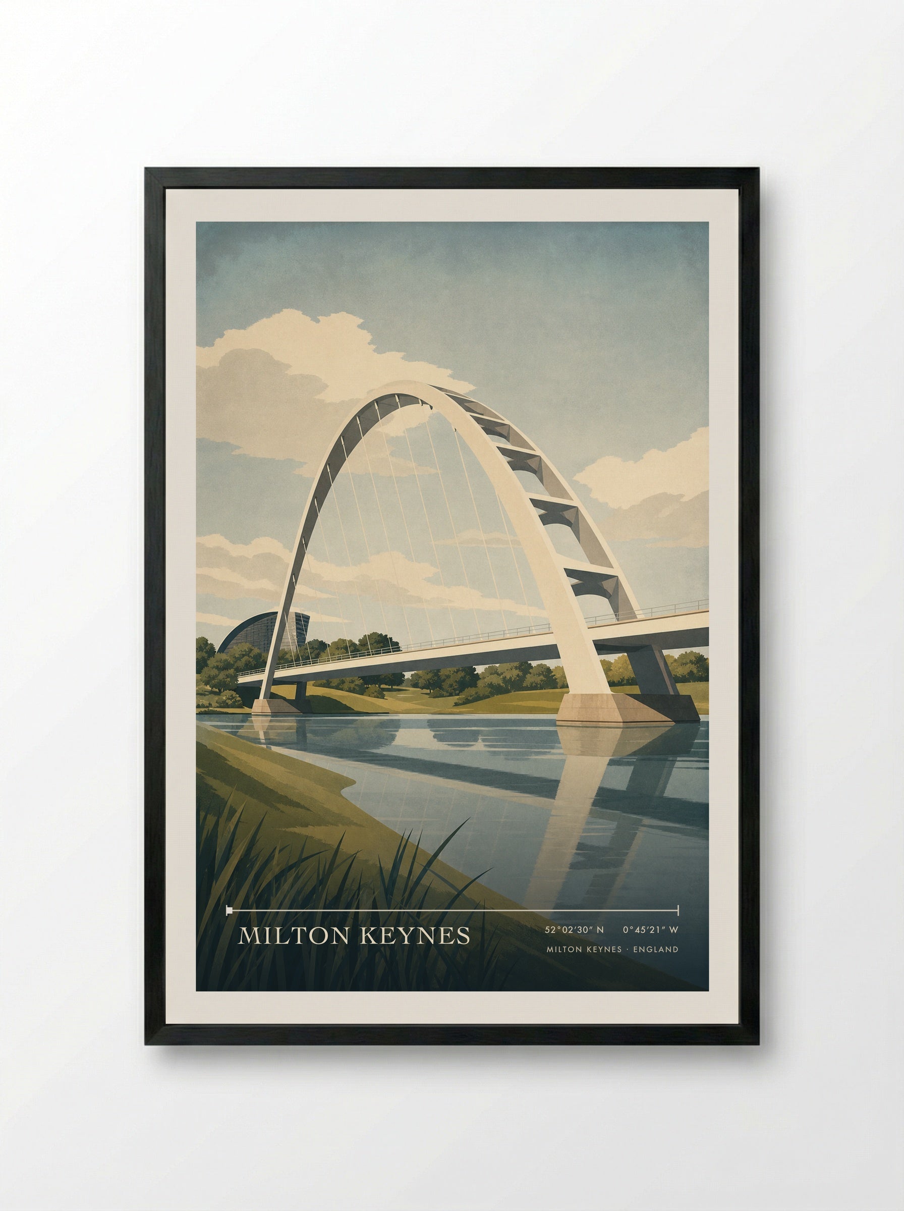 Milton Keynes England Travel Poster - Framed Print Black