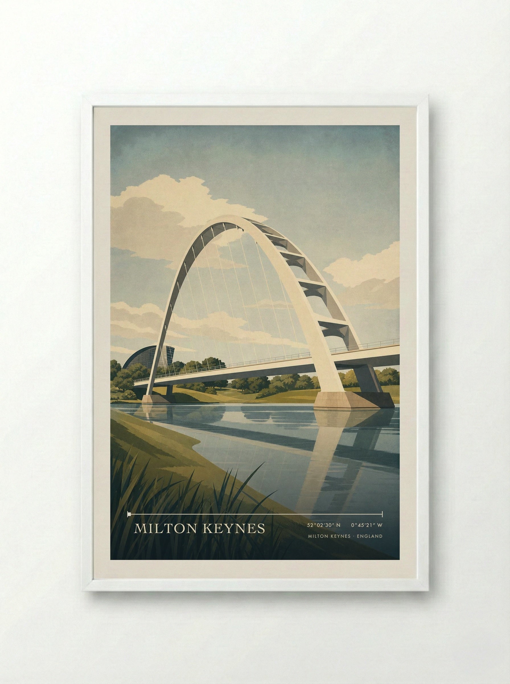 Milton Keynes England Travel Poster - Framed Print White